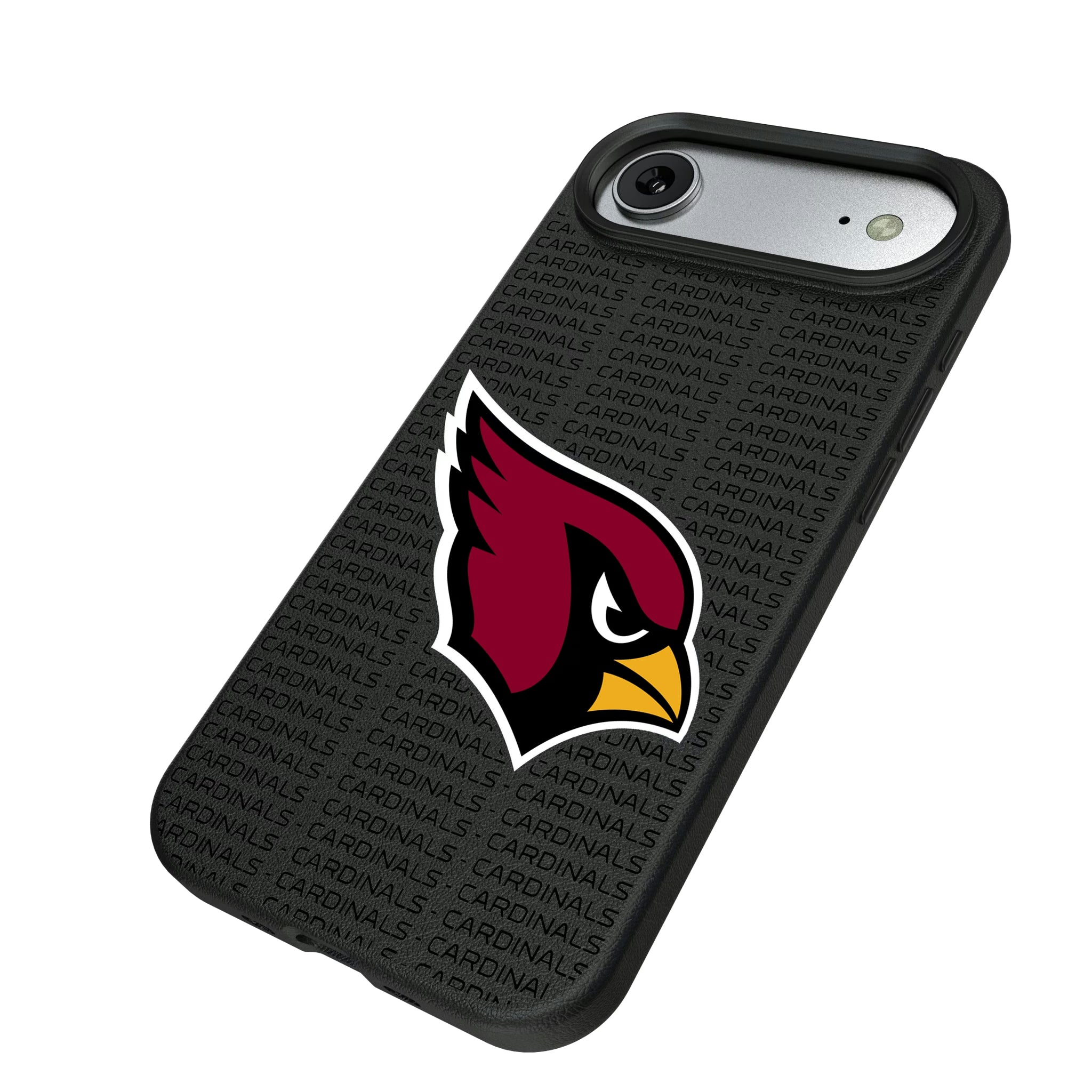 Arizona Cardinals Text Backdrop iPhone MagSafe Compatible Phone Case for Apple iPhone - Isometric View#Device_iPhone Air