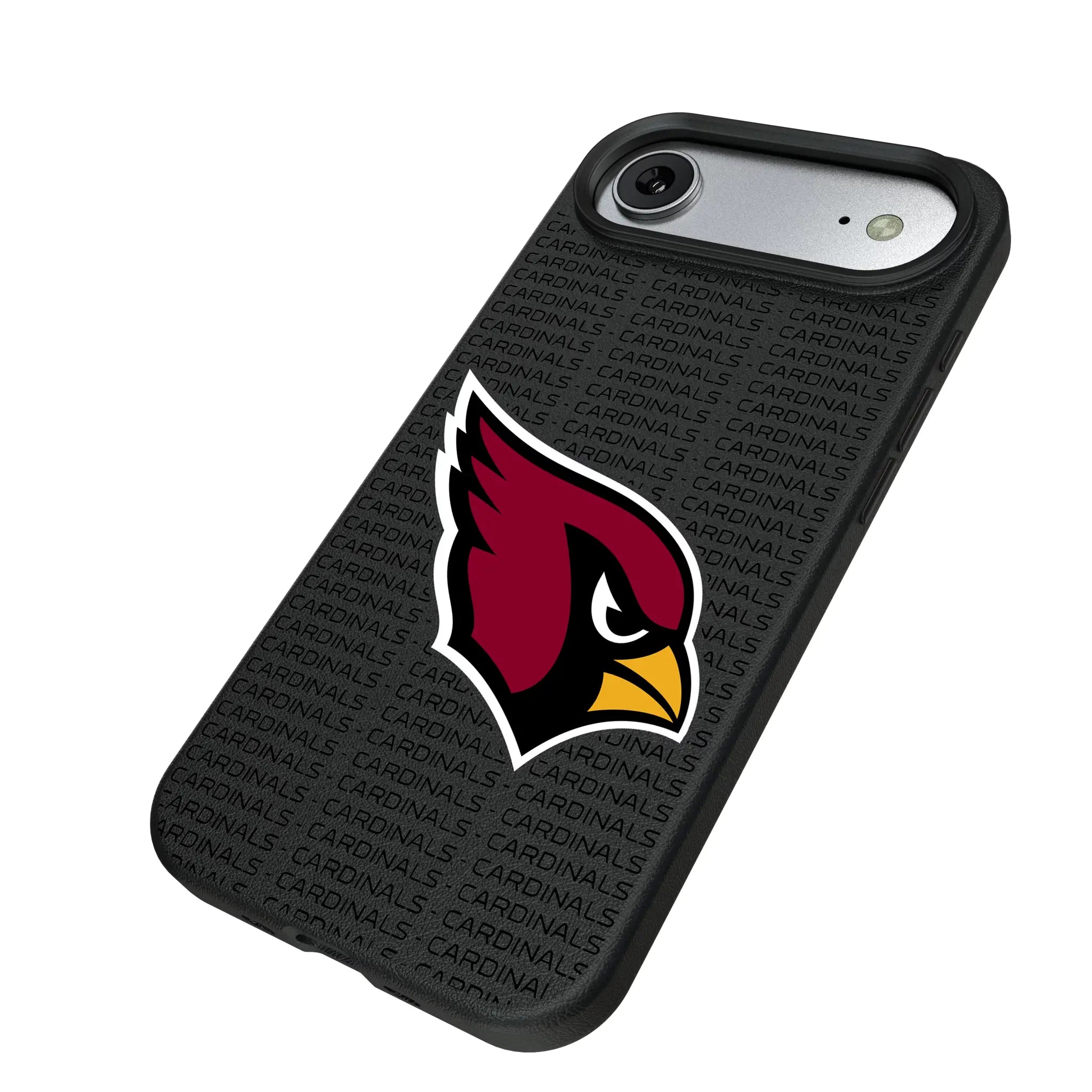 Arizona Cardinals Text Backdrop iPhone MagSafe Compatible Phone Case for Apple iPhone - Isometric View#Device_iPhone Air