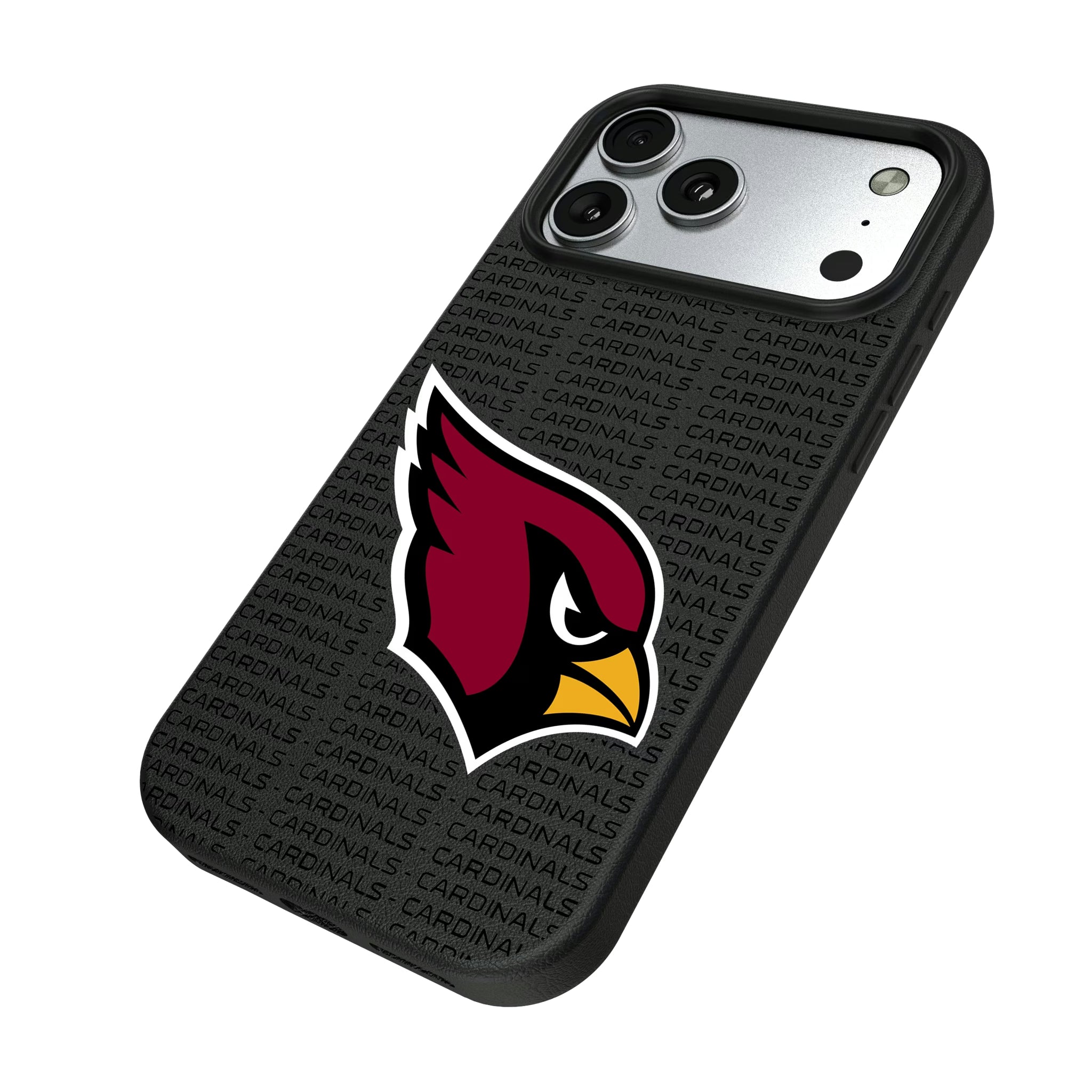 Arizona Cardinals Text Backdrop iPhone MagSafe Compatible Phone Case for Apple iPhone - Isometric View#Device_iPhone 17 Pro Max