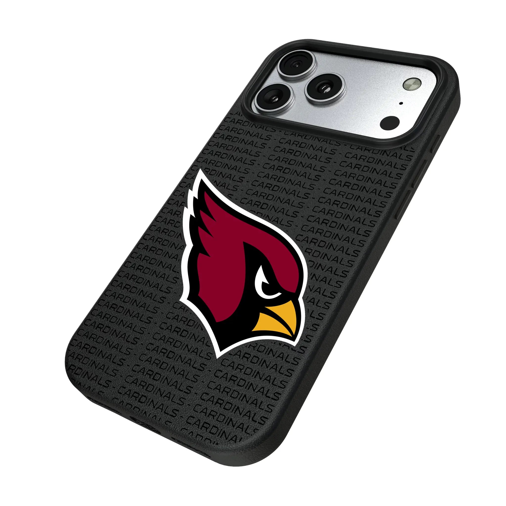 Arizona Cardinals Text Backdrop iPhone MagSafe Compatible Phone Case for Apple iPhone - Isometric View#Device_iPhone 17 Pro Max