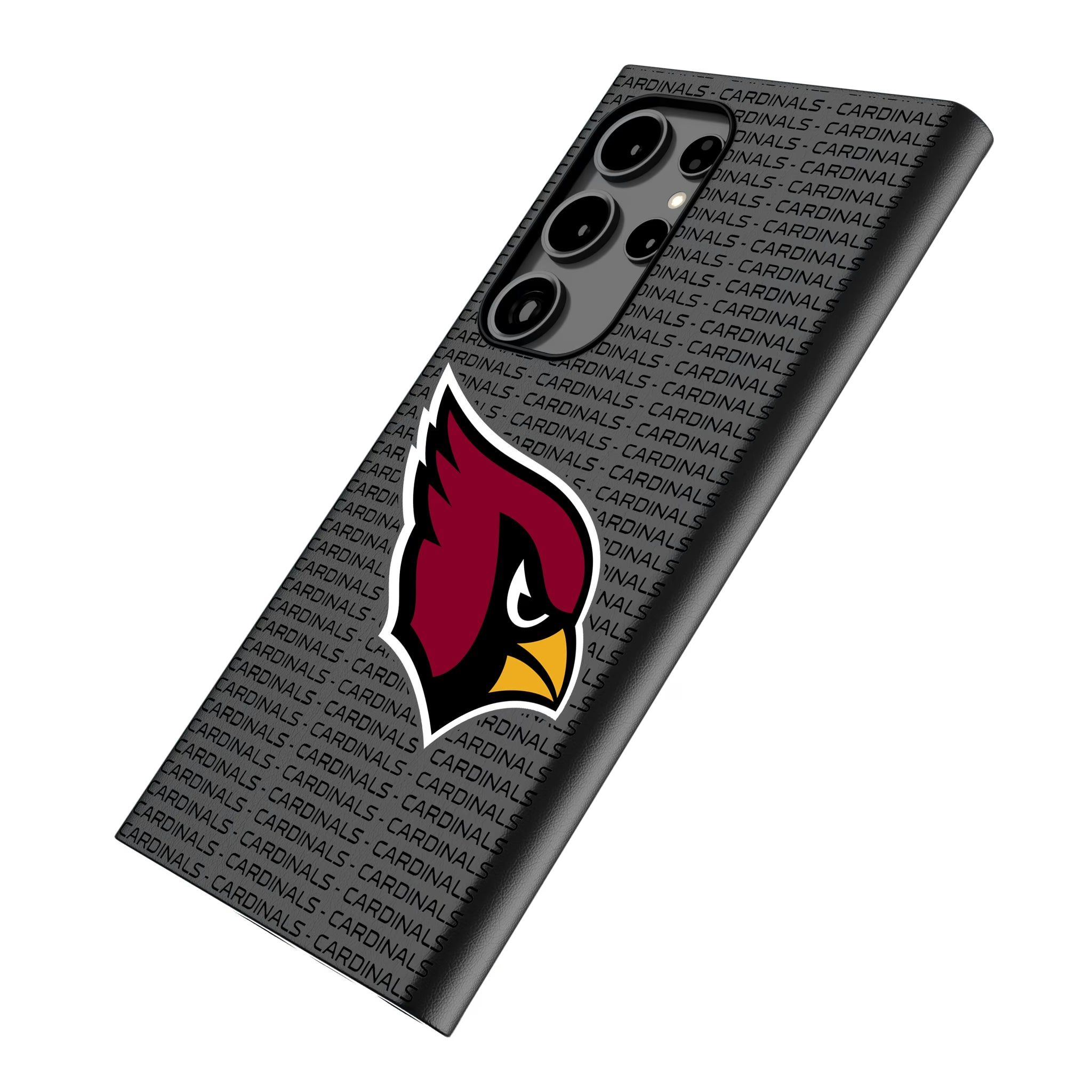Arizona Cardinals Text Backdrop Galaxy MagSafe Compatible Phone Case for Samsung Galaxy - Isometric View