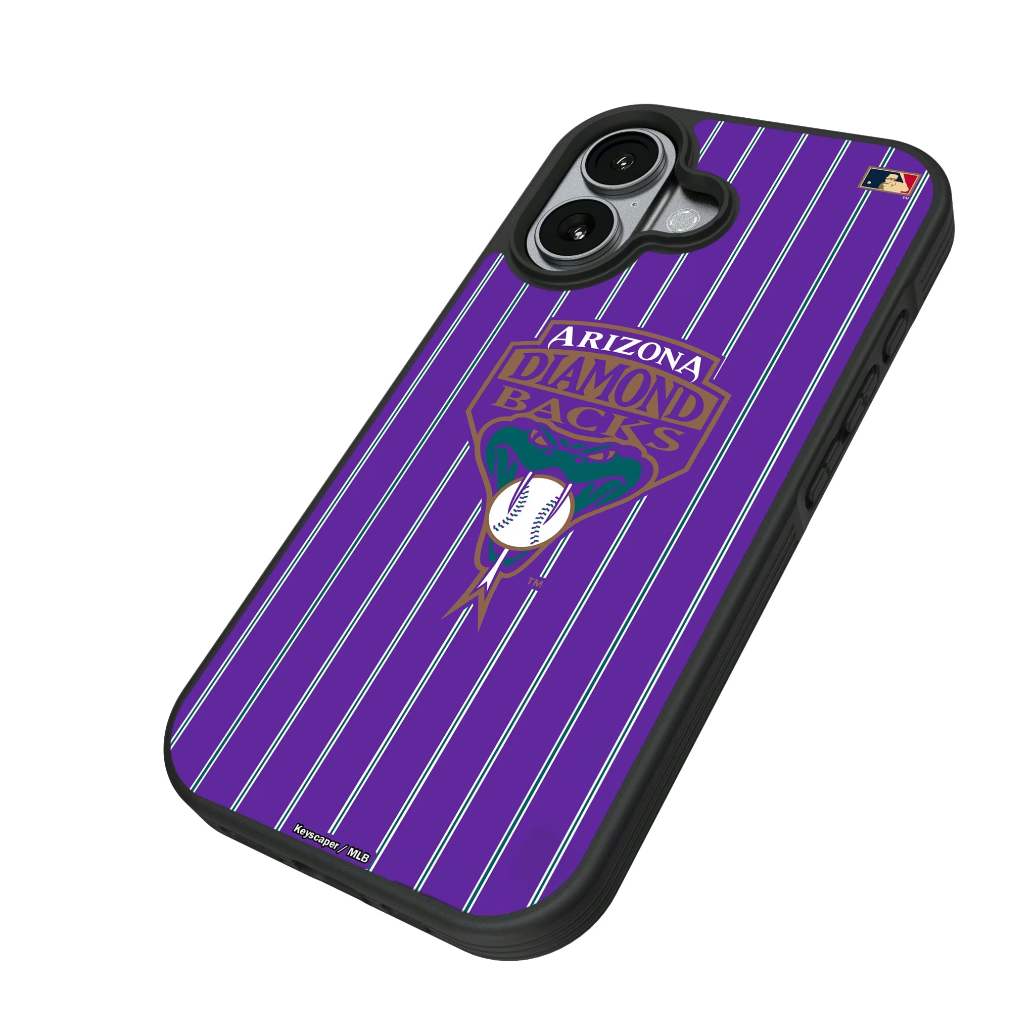 Arizona Diamondbacks 1999-2006 - Cooperstown Collection Pinstripe iPhone Bump Phone Case for Apple iPhone - Isometric View#Device_iPhone 17