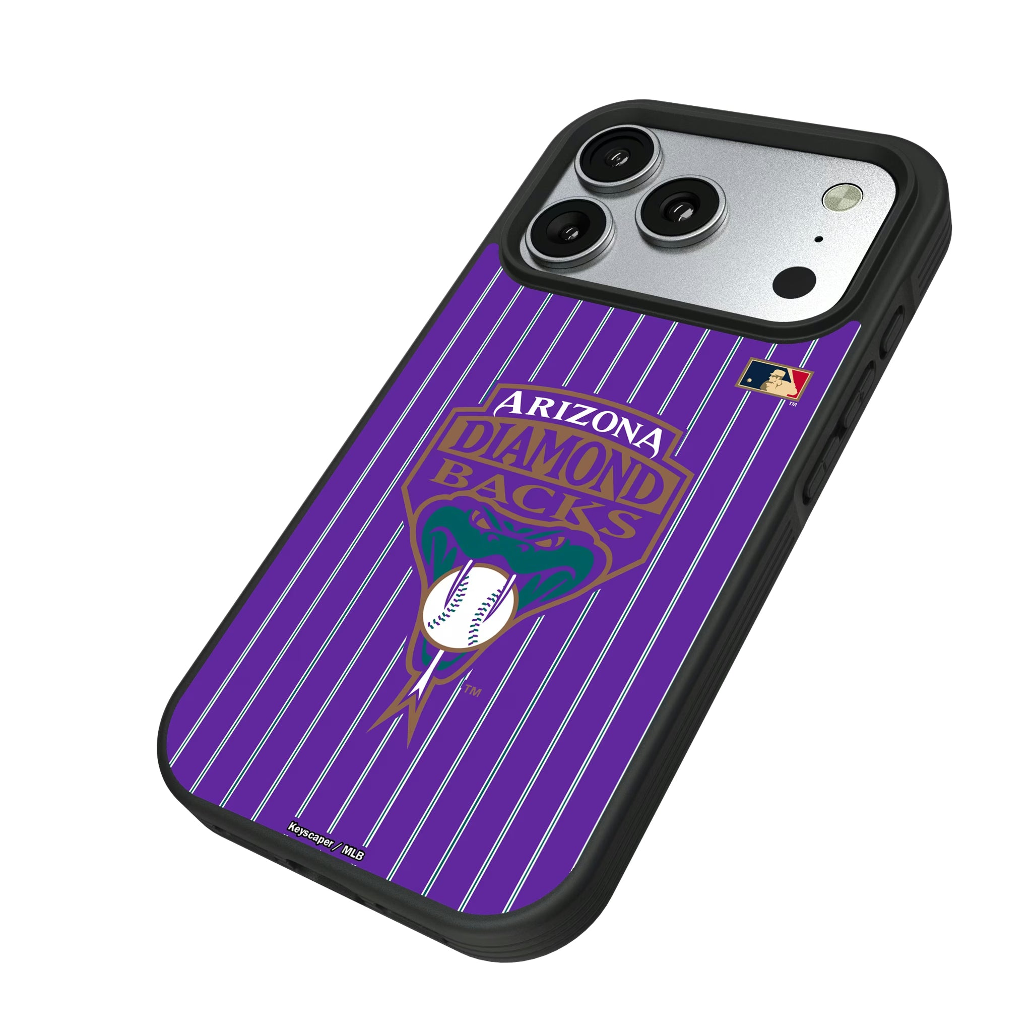 Arizona Diamondbacks 1999-2006 - Cooperstown Collection Pinstripe iPhone Bump Phone Case for Apple iPhone - Isometric View#Device_iPhone 17 Pro