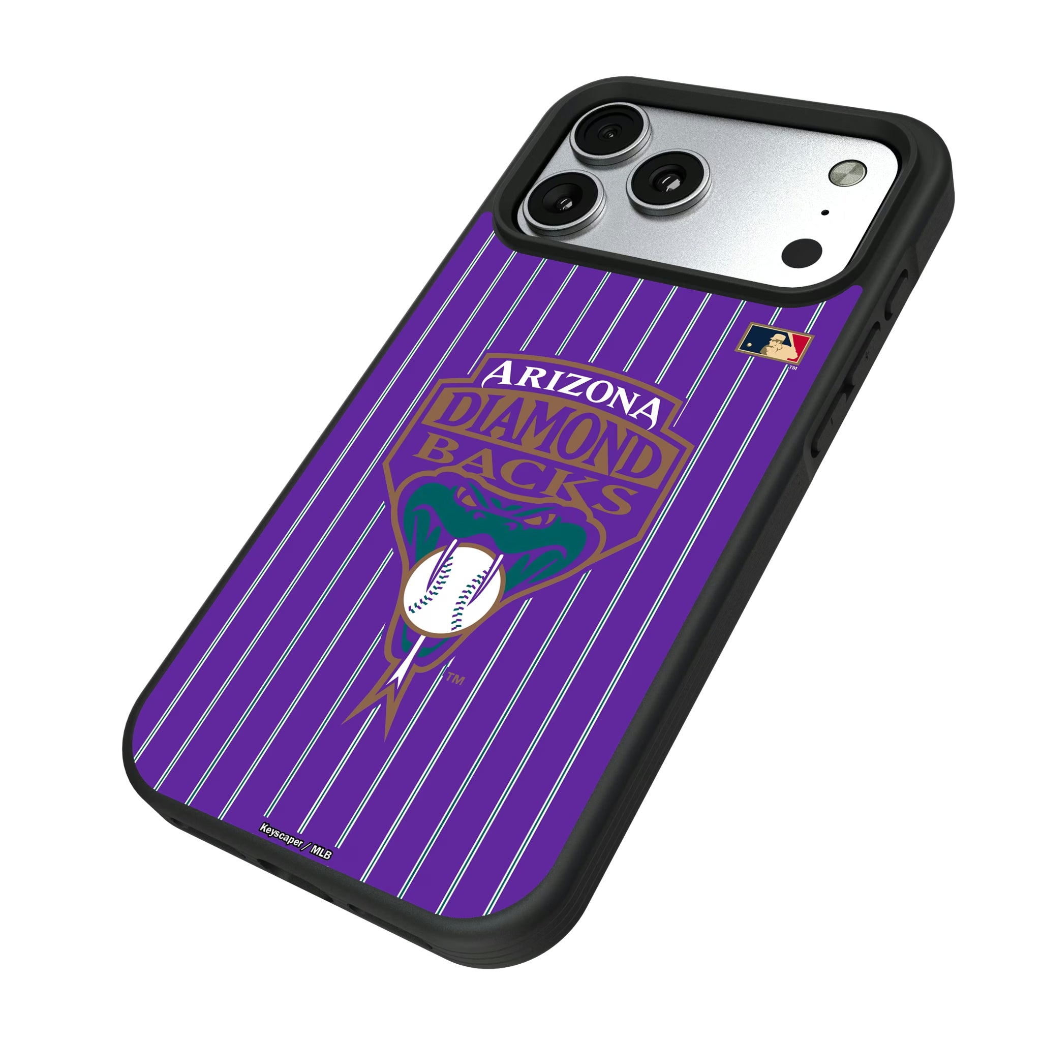 Arizona Diamondbacks 1999-2006 - Cooperstown Collection Pinstripe iPhone Bump Phone Case for Apple iPhone - Isometric View#Device_iPhone 17 Pro Max