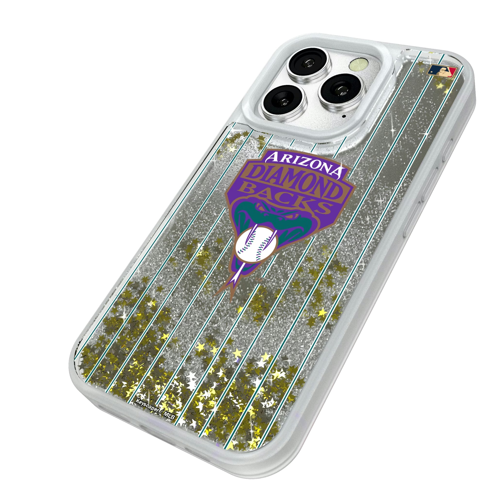 Arizona Diamondbacks 1999-2006 - Cooperstown Collection Pinstripe iPhone Glitter Phone Case for Apple iPhone - Isometric View#Device_iPhone 16 Pro