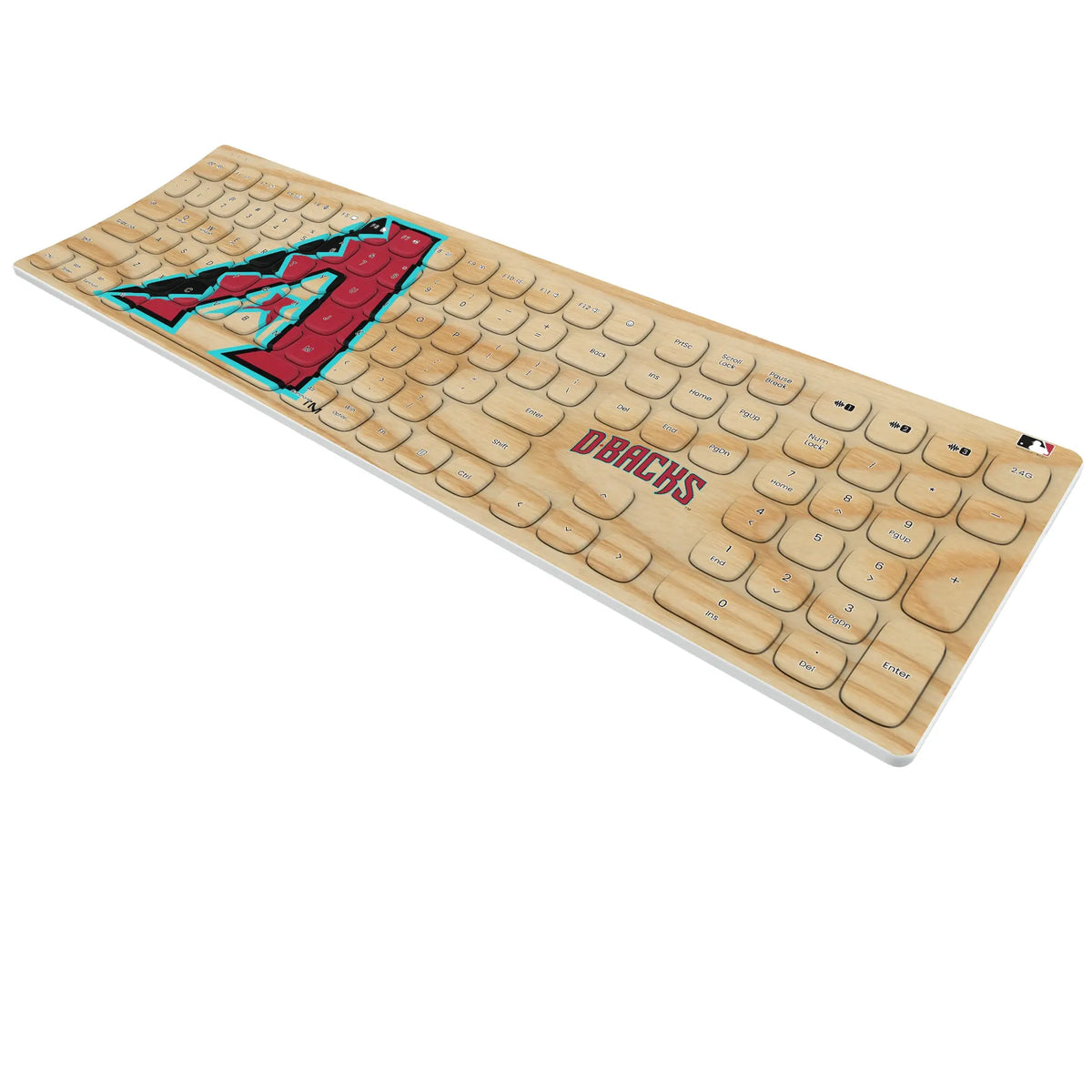 Arizona Diamondbacks Baseball Bat KKB605 Curved Wireless Keyboard - Isometric View
