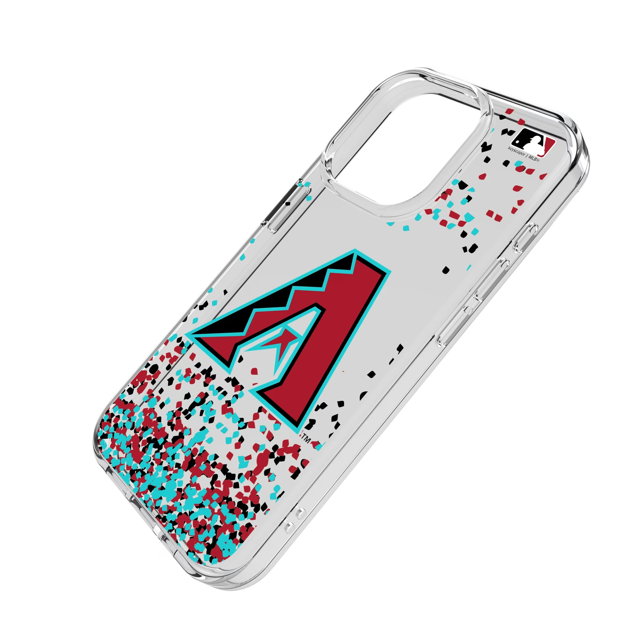 Arizona Diamondbacks Confetti iPhone Clear Phone Case for Apple iPhone - Isometric View