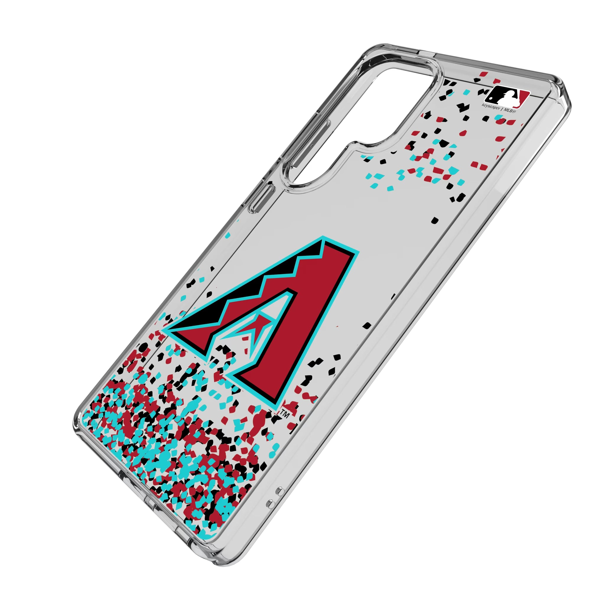 Arizona Diamondbacks Confetti Galaxy Clear Phone Case for Samsung Galaxy - Isometric View