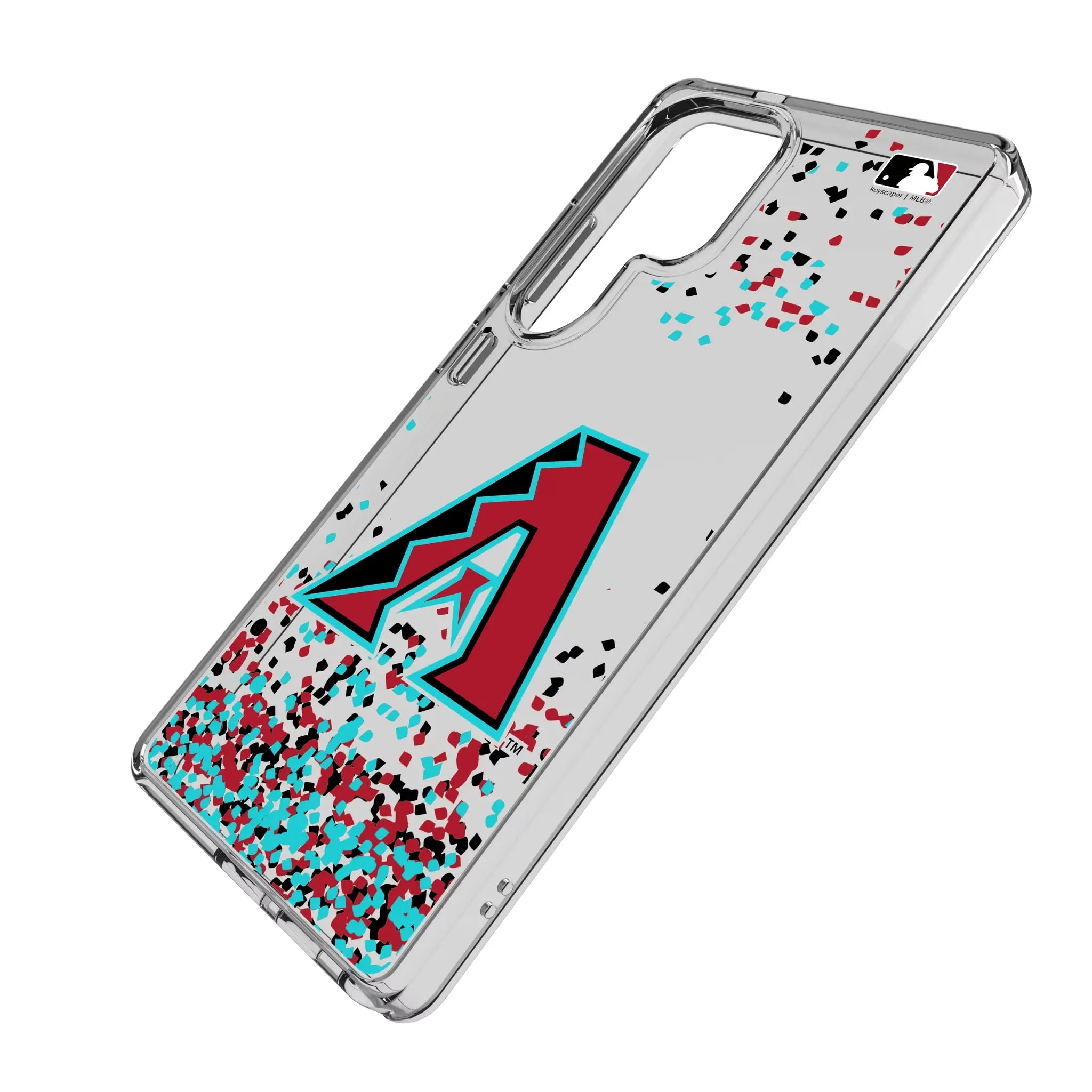 Arizona Diamondbacks Confetti Galaxy Clear Phone Case for Samsung Galaxy - Isometric View#Device_Galaxy S25 Ultra