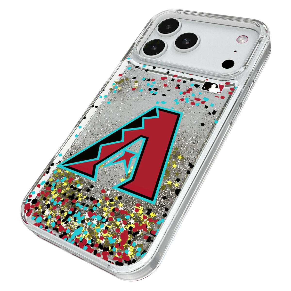 Arizona Diamondbacks Confetti iPhone Glitter Phone Case for Apple iPhone - Isometric View#Device_iPhone 18 Pro Max