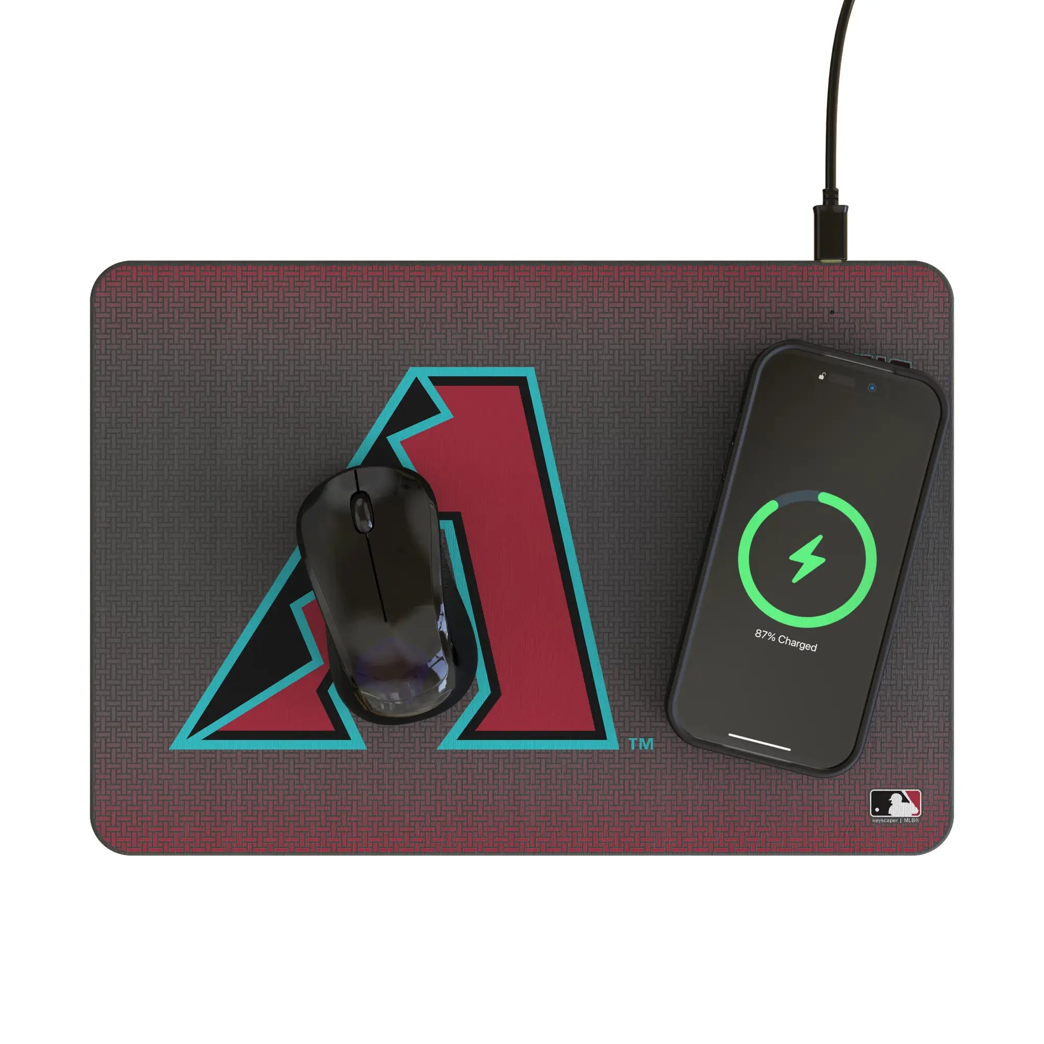 Arizona Diamondbacks Linen 15-Watt Wireless Charger and Mouse Pad - Lifestyle