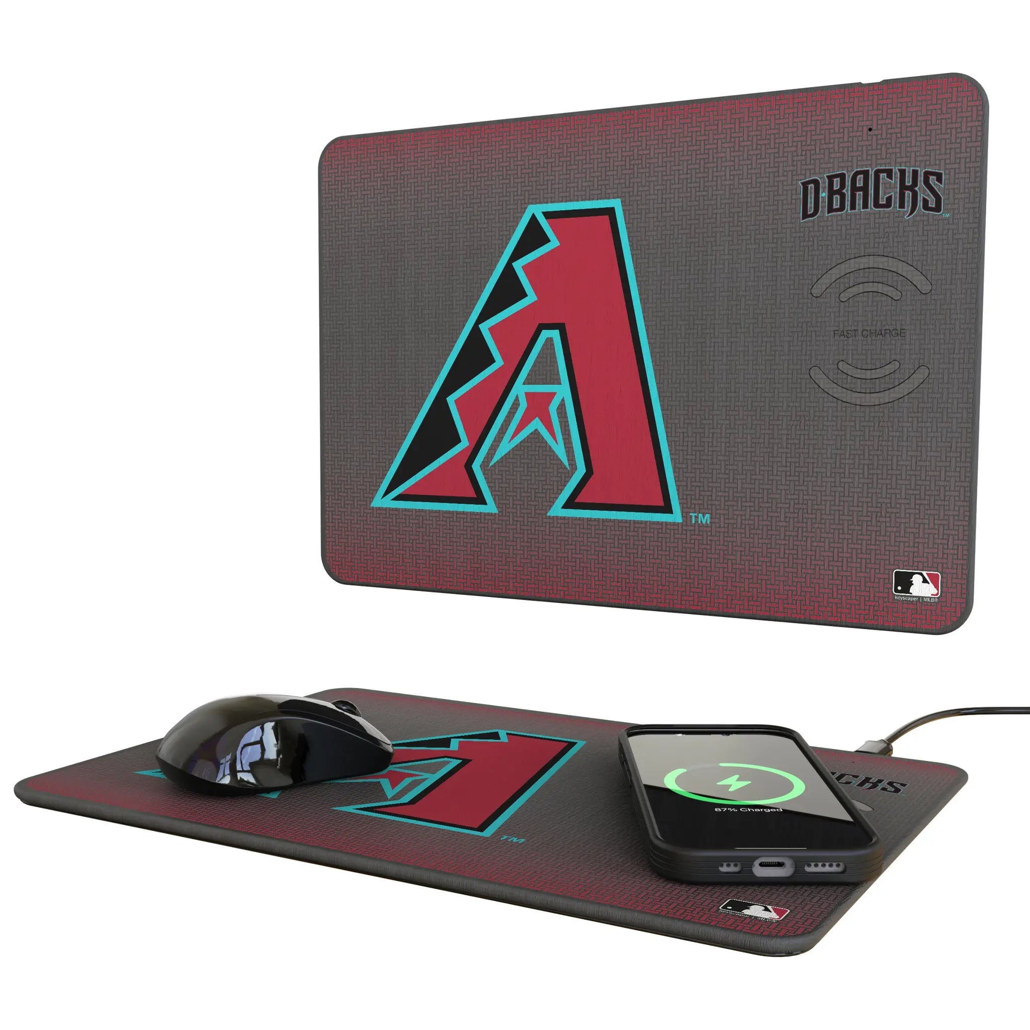 Arizona Diamondbacks Linen 15-Watt Wireless Charger and Mouse Pad