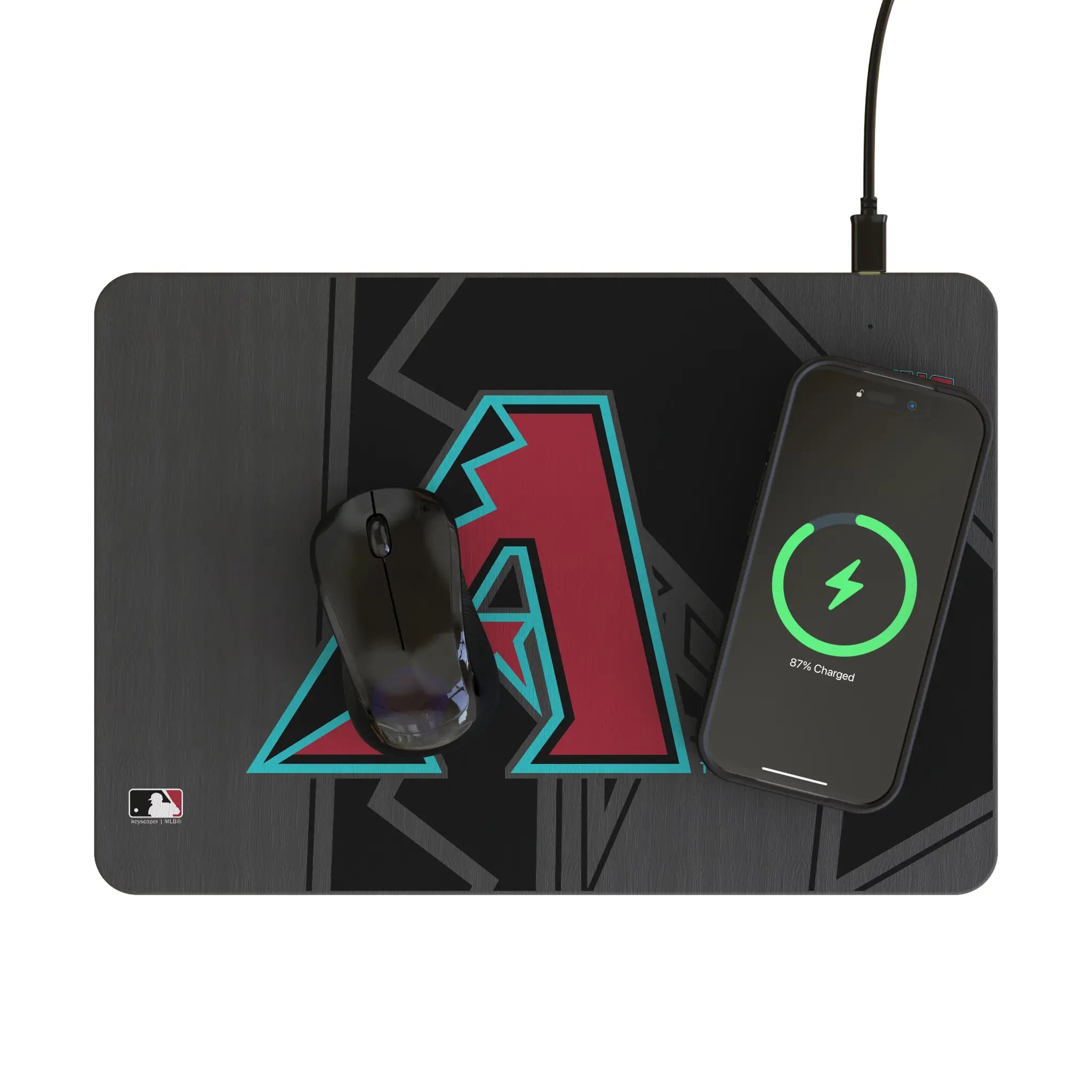 Arizona Diamondbacks Monocolor Tilt 15-Watt Wireless Charger and Mouse Pad - Lifestyle