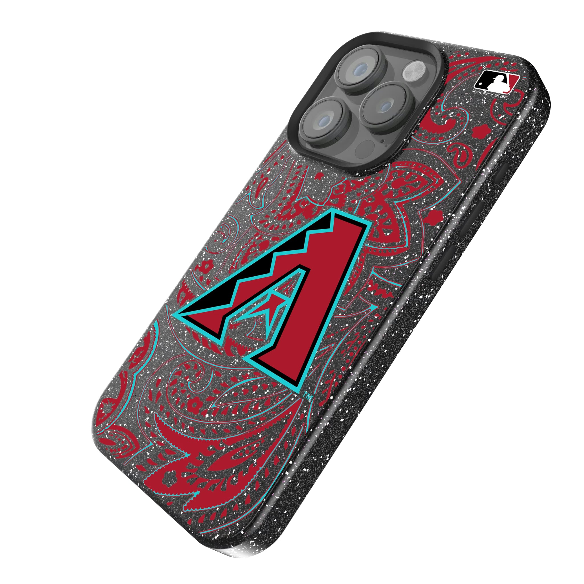 Arizona Diamondbacks Paisley iPhone Bling Phone Case for Apple iPhone - Isometric View