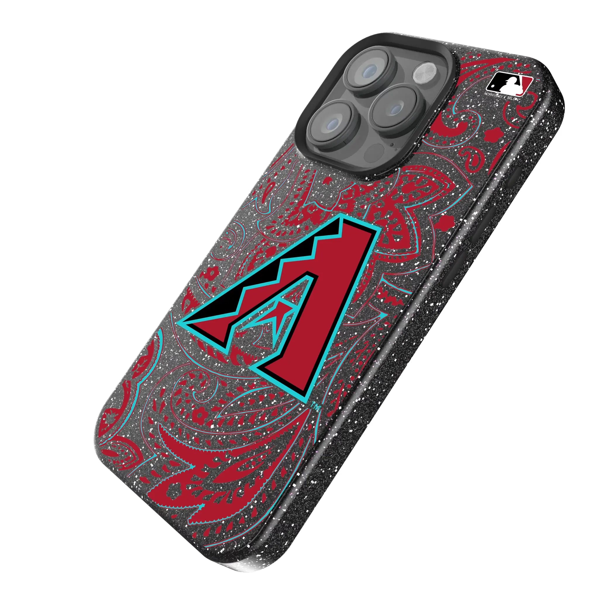 Arizona Diamondbacks Paisley iPhone Bling Phone Case for Apple iPhone - Isometric View