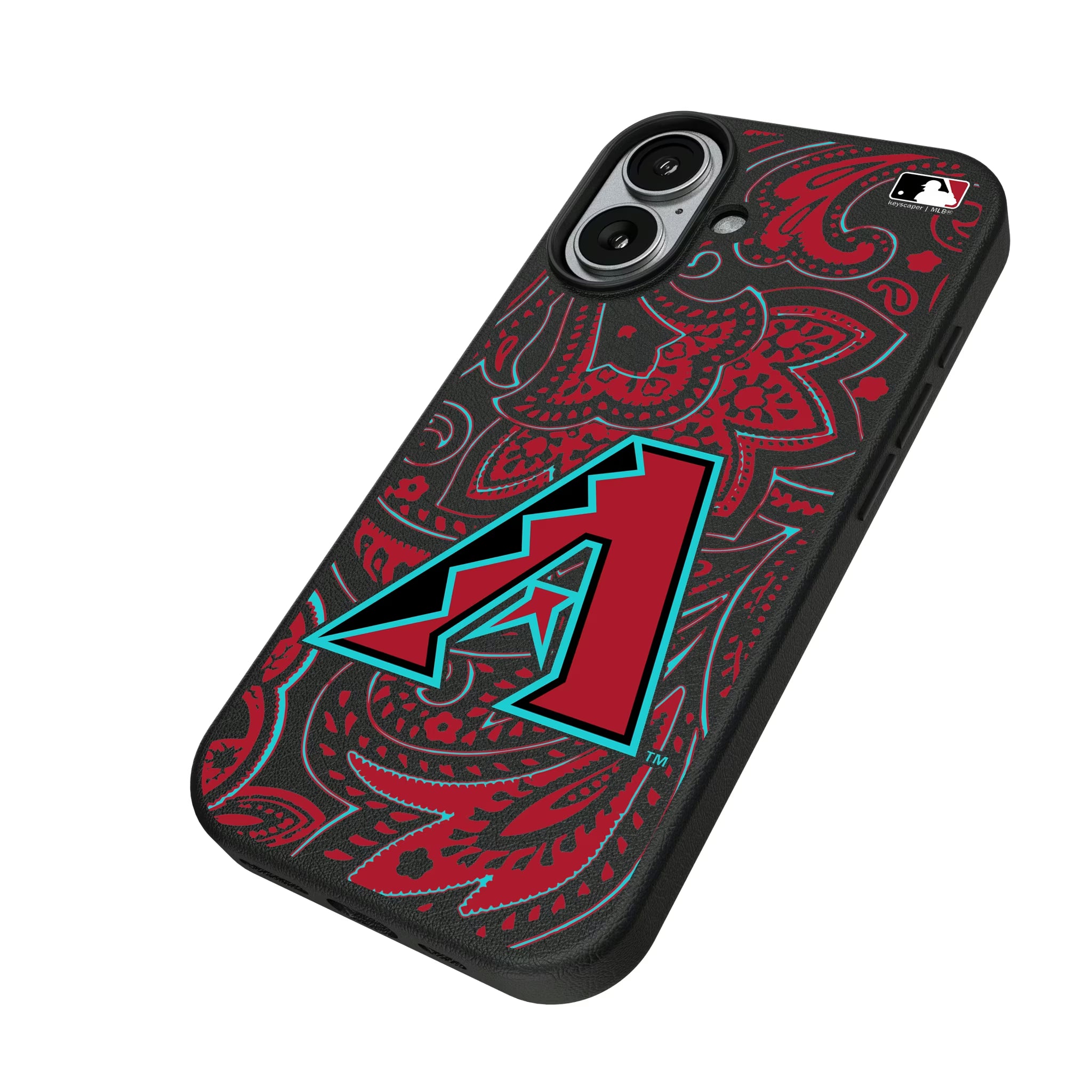 Arizona Diamondbacks Paisley iPhone MagSafe Compatible Phone Case for Apple iPhone - Isometric View#Device_iPhone 17