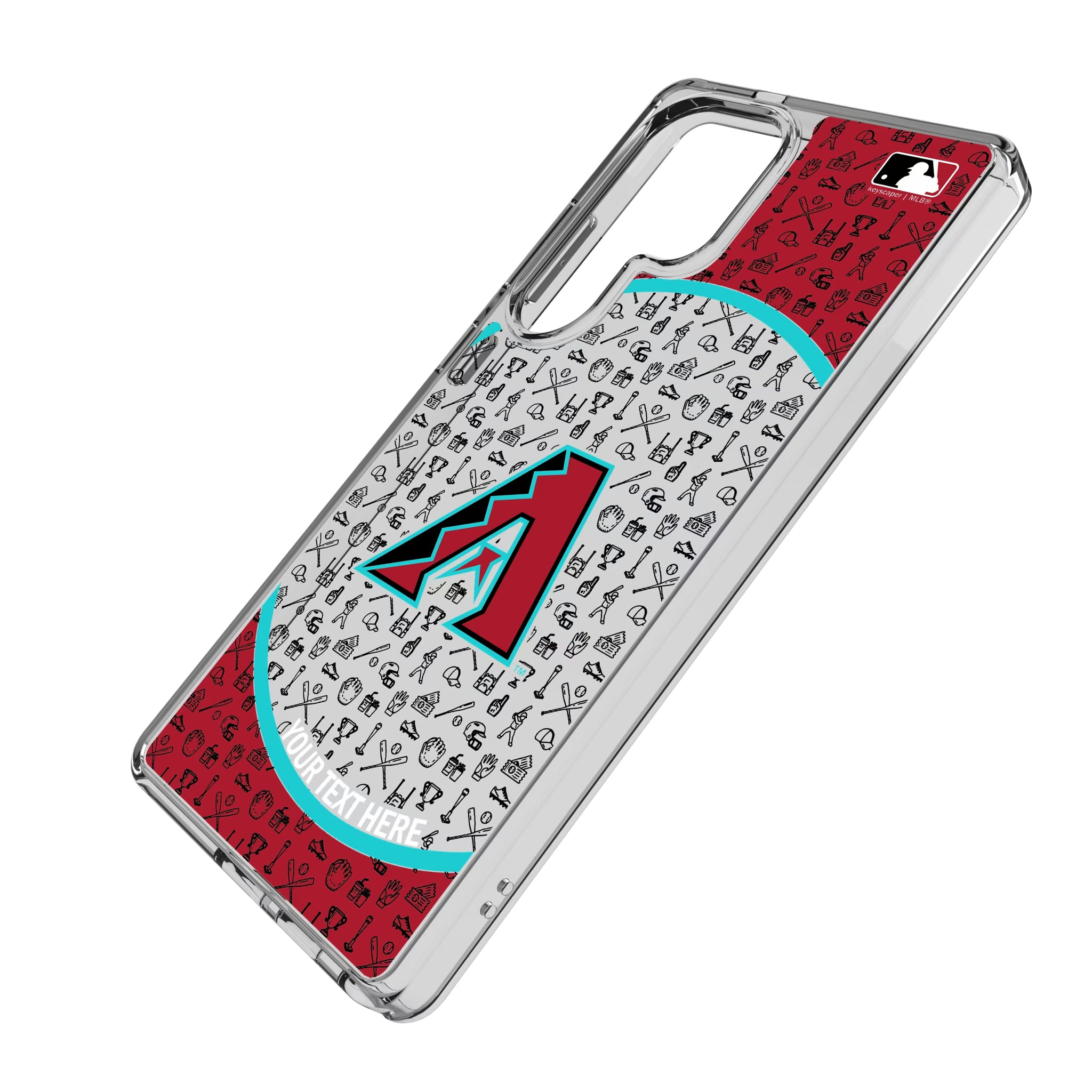 Arizona Diamondbacks Personalized Circle Galaxy Clear Phone Case for Samsung Galaxy - Isometric View