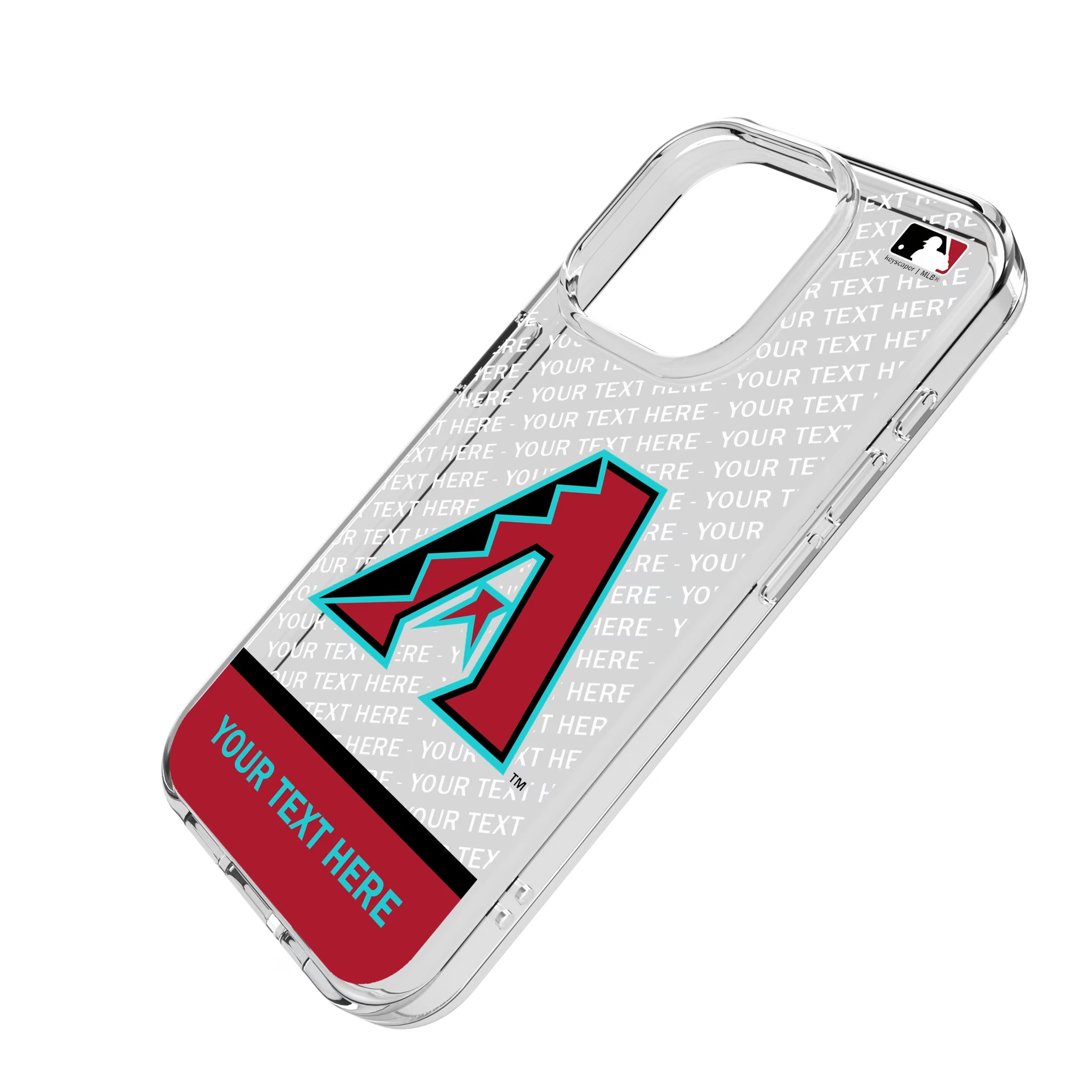 Arizona Diamondbacks Personalized EndZone Plus iPhone Clear Phone Case for Apple iPhone - Isometric View