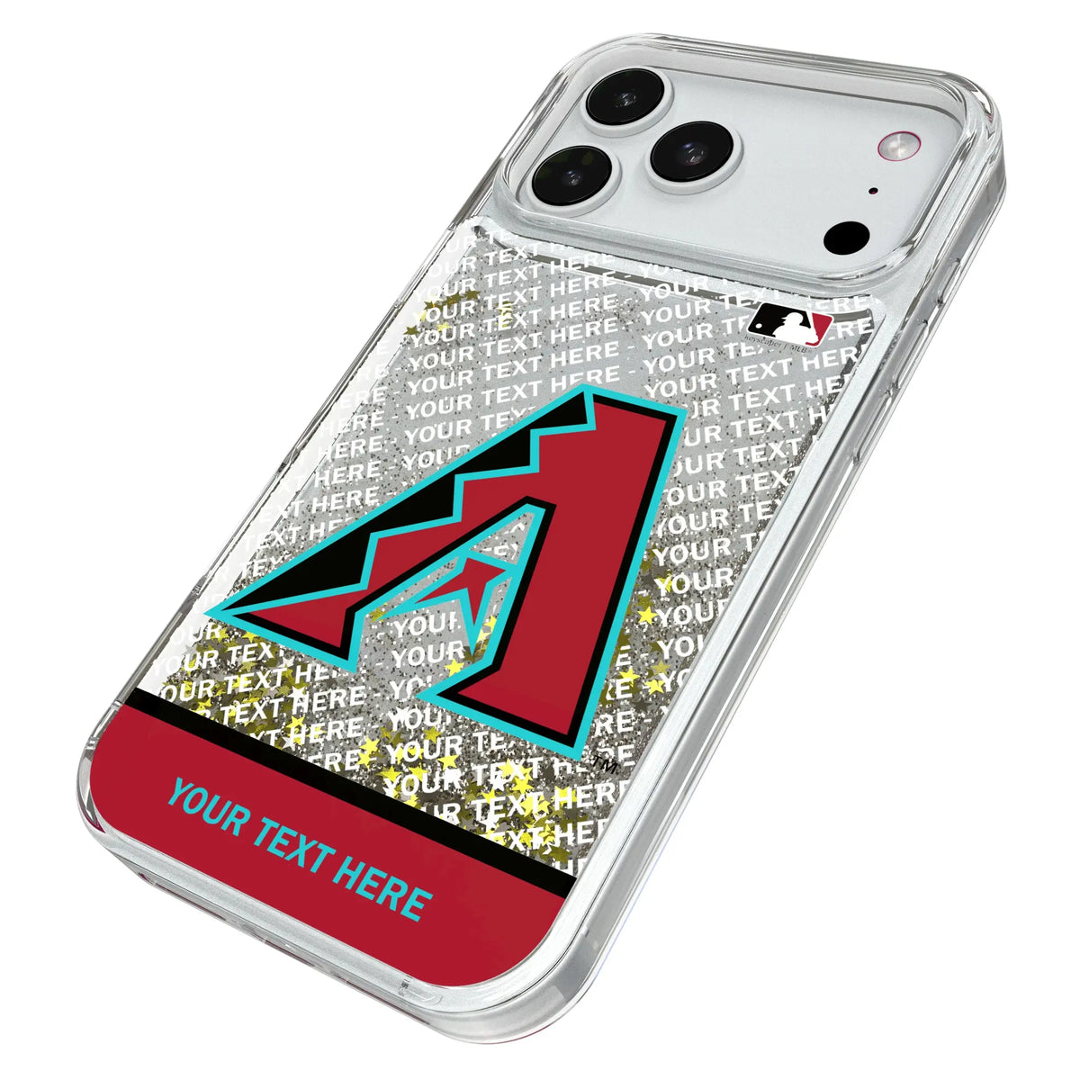 Arizona Diamondbacks Personalized EndZone Plus iPhone Glitter Phone Case for Apple iPhone - Isometric View#Device_iPhone 18 Pro Max