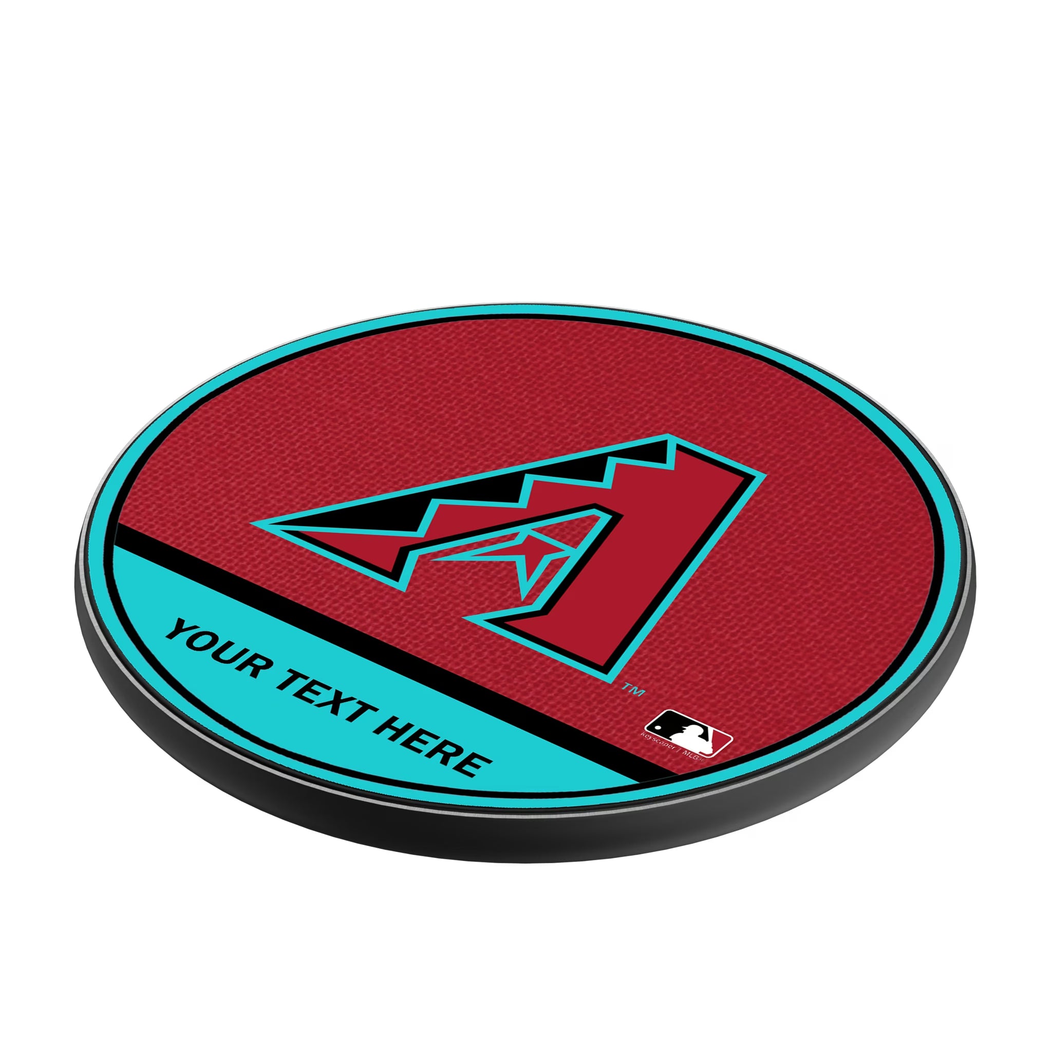 Arizona Diamondbacks Personalized Endzone Solid 15-Watt Wireless Charger - Isometric View