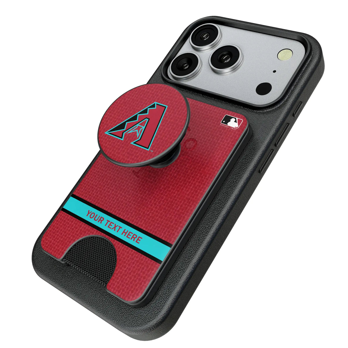 Arizona Diamondbacks Personalized Endzone Solid Popsockets Wallet Magnetic - Isometric View