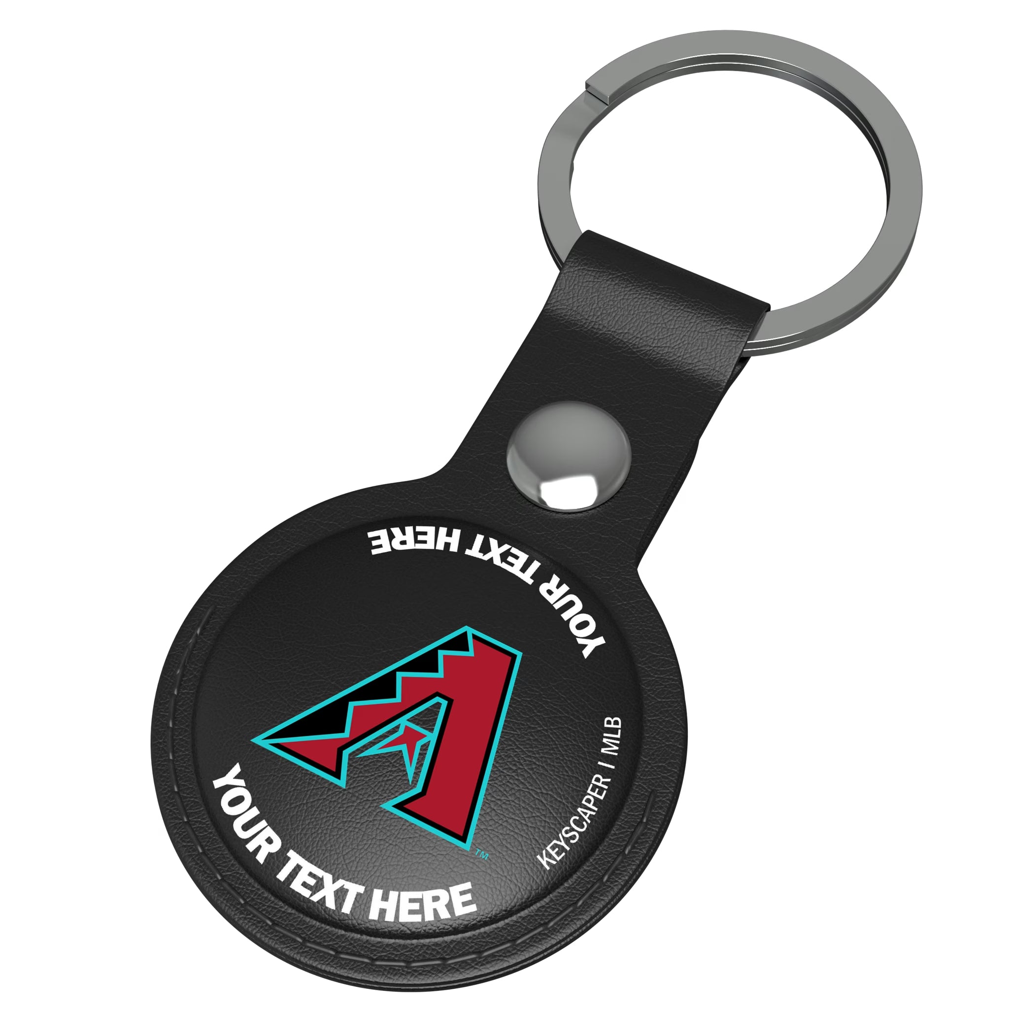 Arizona Diamondbacks Personalized Insignia AirTag Black Airtag Holder - Isometric View