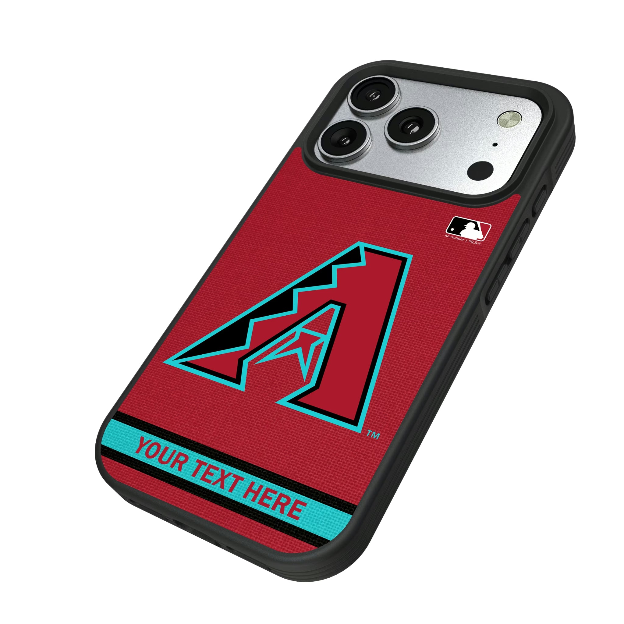 Arizona Diamondbacks Personalized Stripe iPhone Bump Phone Case for Apple iPhone - Isometric View#Device_iPhone 17 Pro