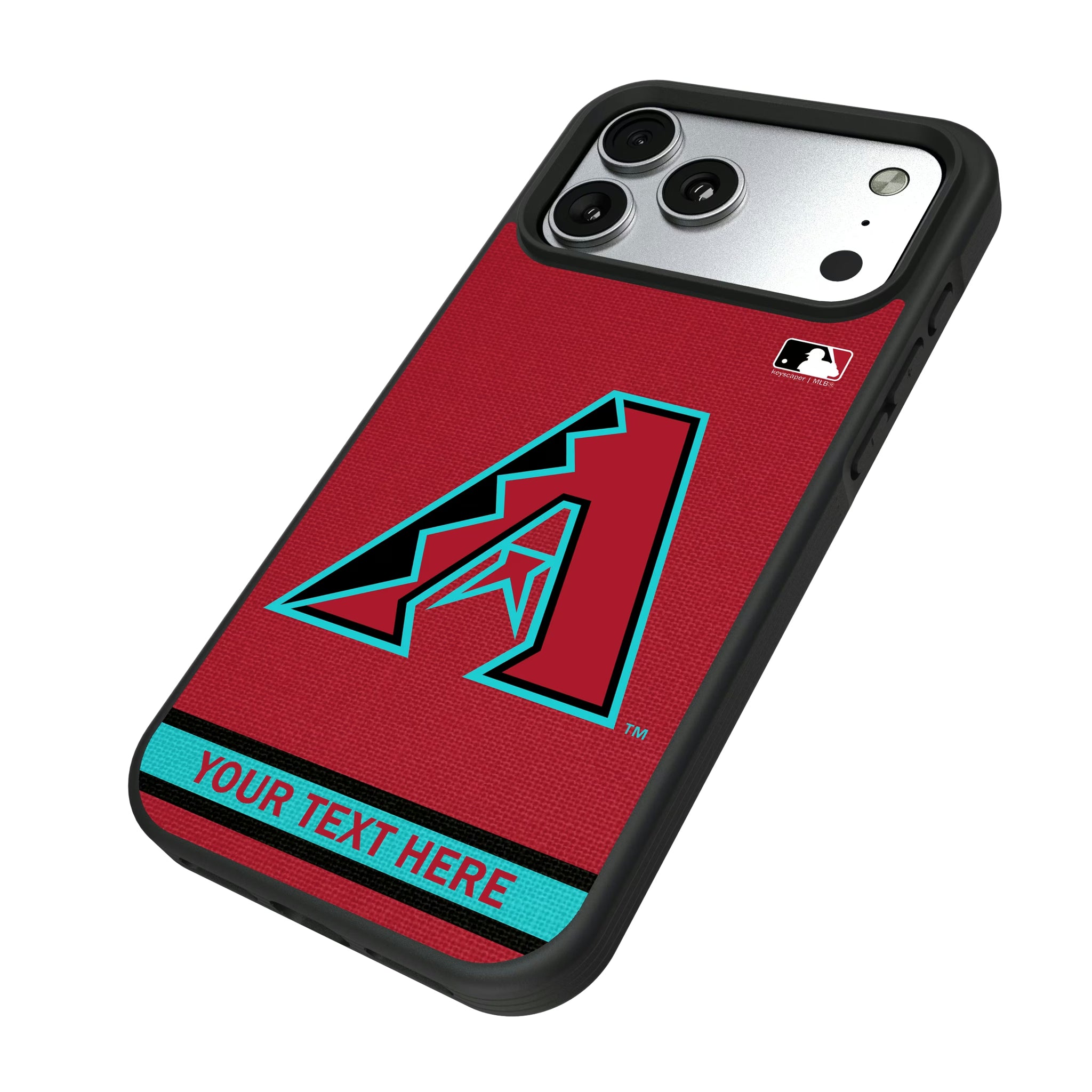 Arizona Diamondbacks Personalized Stripe iPhone Bump Phone Case for Apple iPhone - Isometric View#Device_iPhone 17 Pro Max