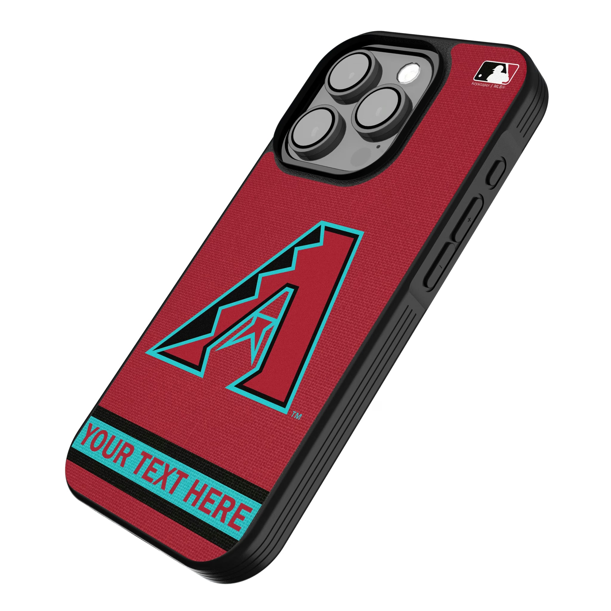 Arizona Diamondbacks Personalized Stripe iPhone Bump Phone Case for Apple iPhone - Isometric View