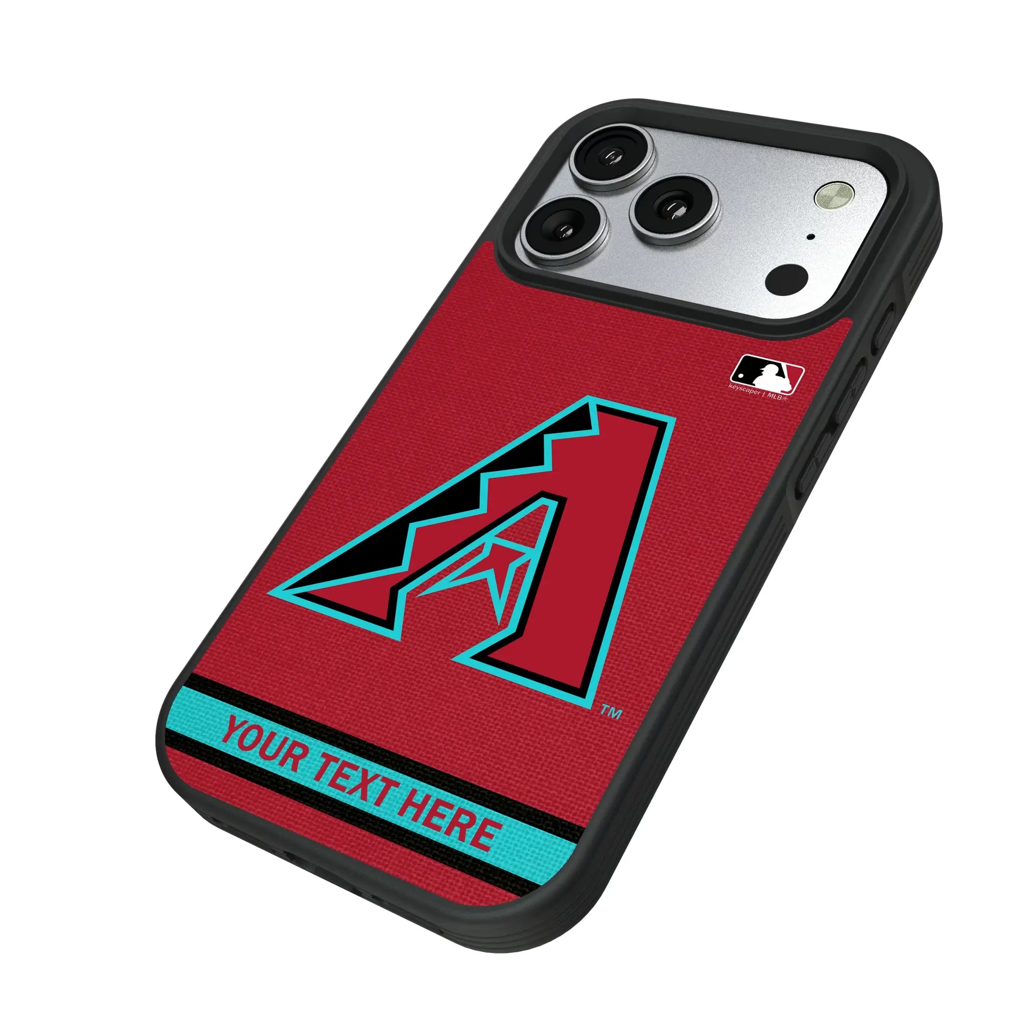 Arizona Diamondbacks Personalized Stripe iPhone Bump Phone Case for Apple iPhone - Isometric View#Device_iPhone 17 Pro