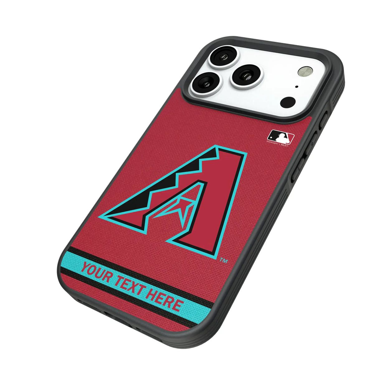 Arizona Diamondbacks Personalized Stripe iPhone Bump Phone Case for Apple iPhone - Isometric View#Device_iPhone 18 Pro