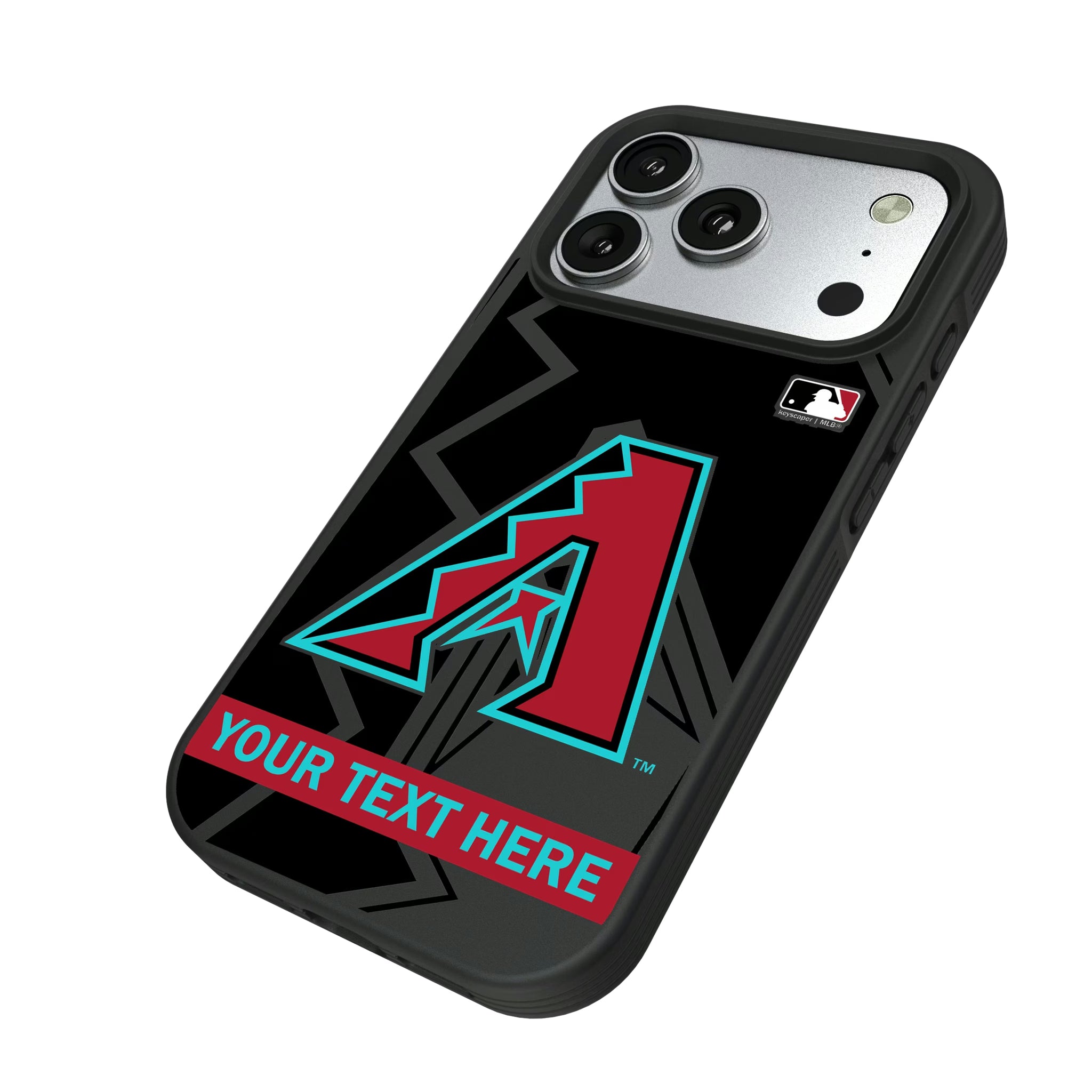 Arizona Diamondbacks Personalized Tilt iPhone Bump Phone Case for Apple iPhone - Isometric View#Device_iPhone 17 Pro