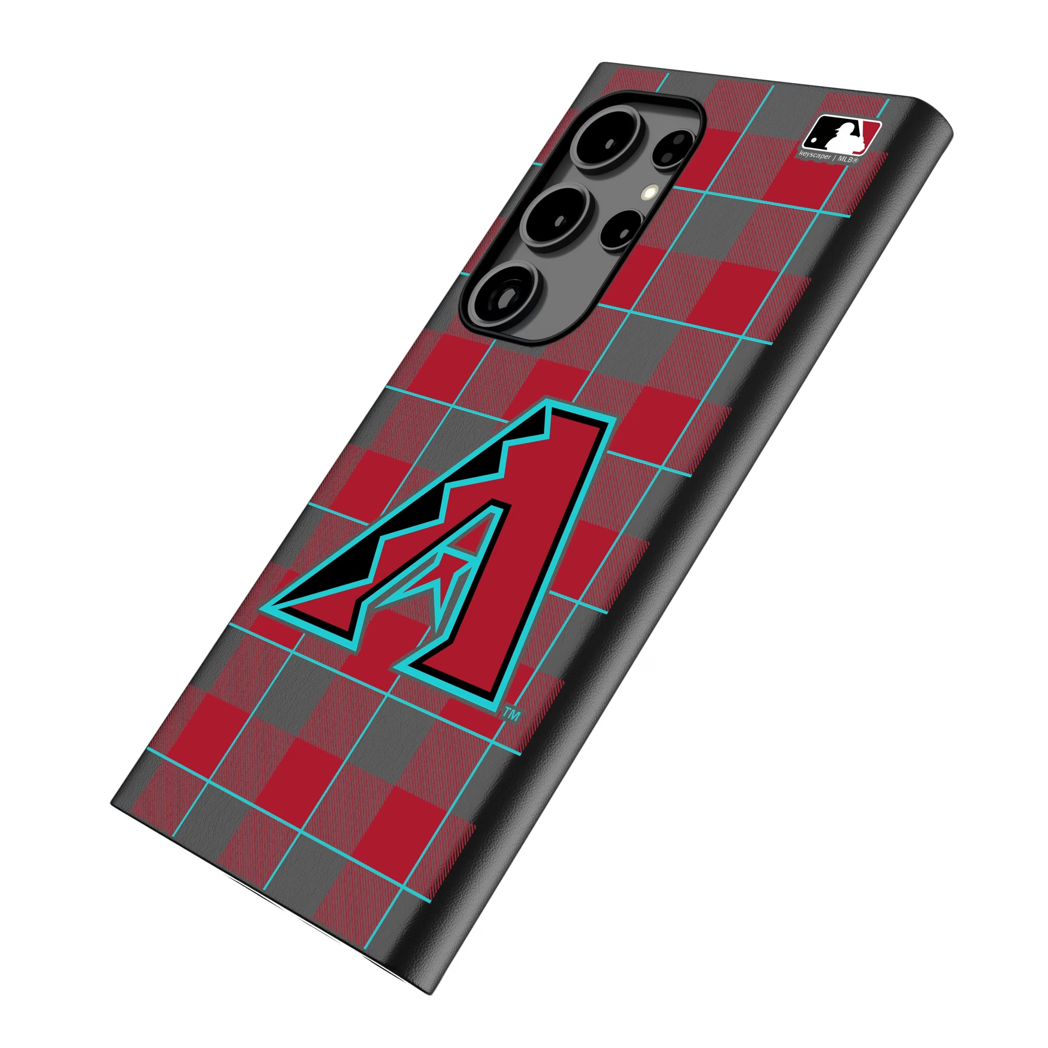 Arizona Diamondbacks Plaid Galaxy MagSafe Compatible Phone Case for Samsung Galaxy - Isometric View