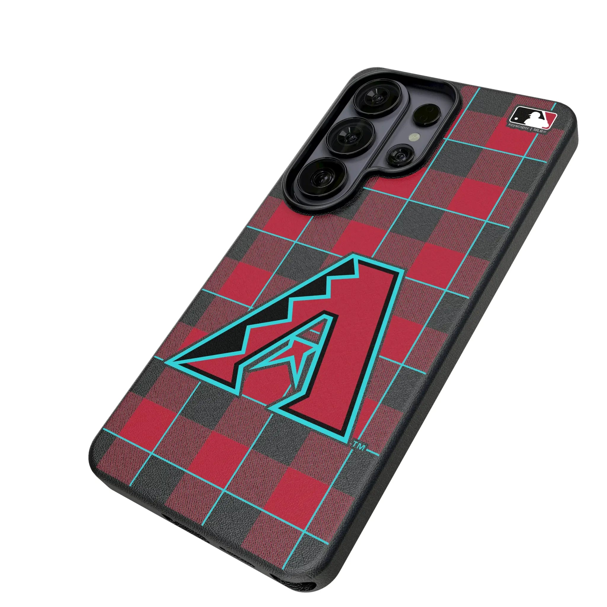 Arizona Diamondbacks Plaid Galaxy MagSafe Compatible Phone Case for Samsung Galaxy - Isometric View#Device_Galaxy S26 Ultra