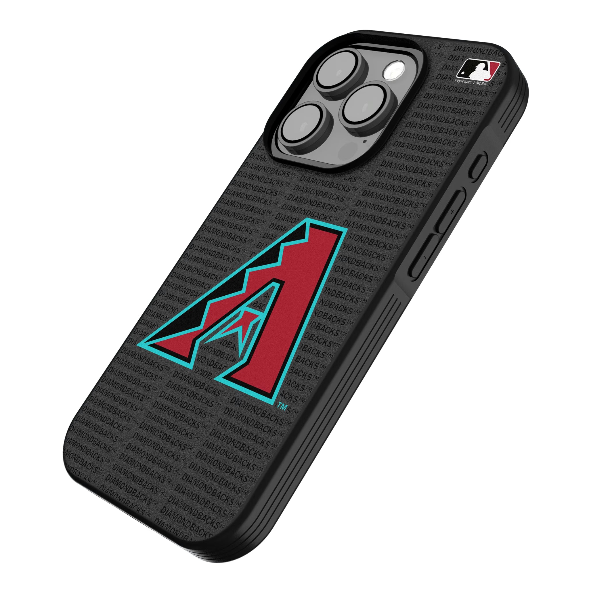 Arizona Diamondbacks Text Backdrop iPhone Bump Phone Case for Apple iPhone - Isometric View