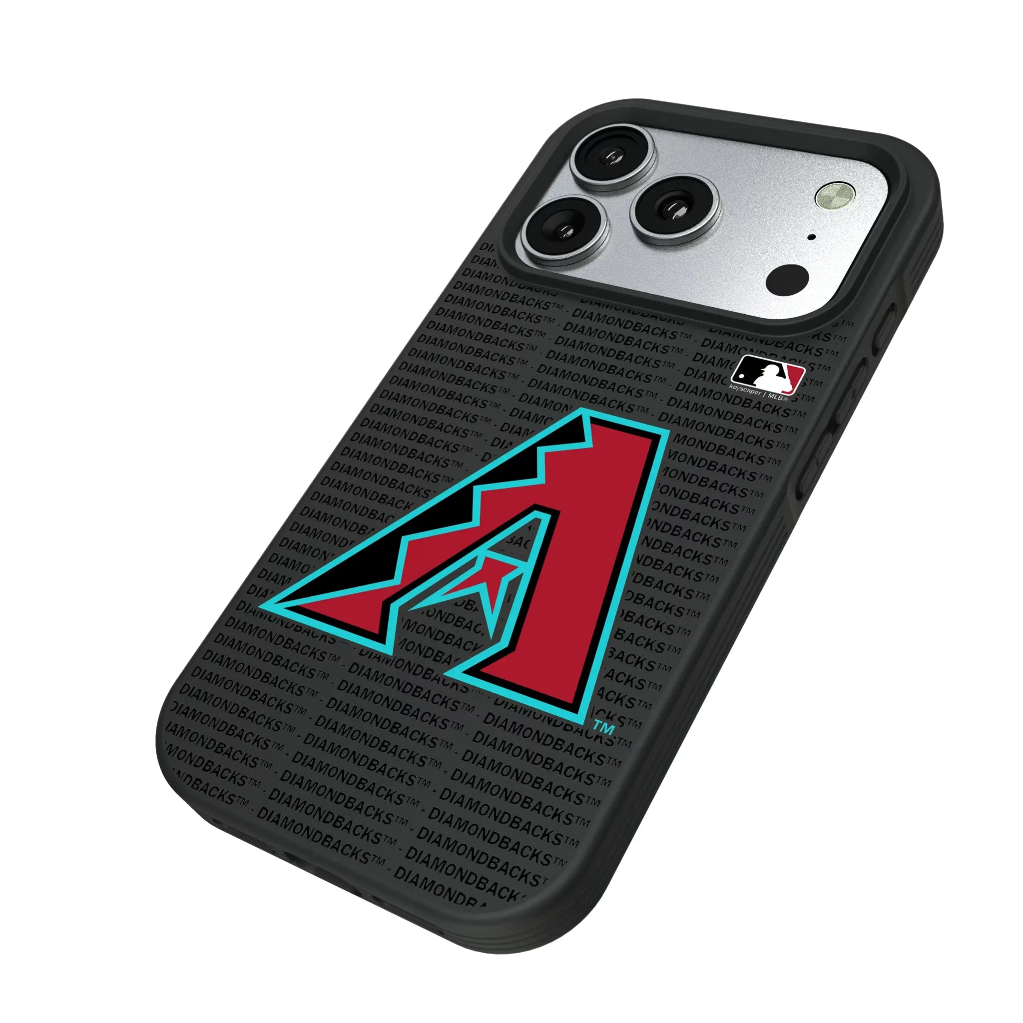 Arizona Diamondbacks Text Backdrop iPhone Bump Phone Case for Apple iPhone - Isometric View#Device_iPhone 17 Pro