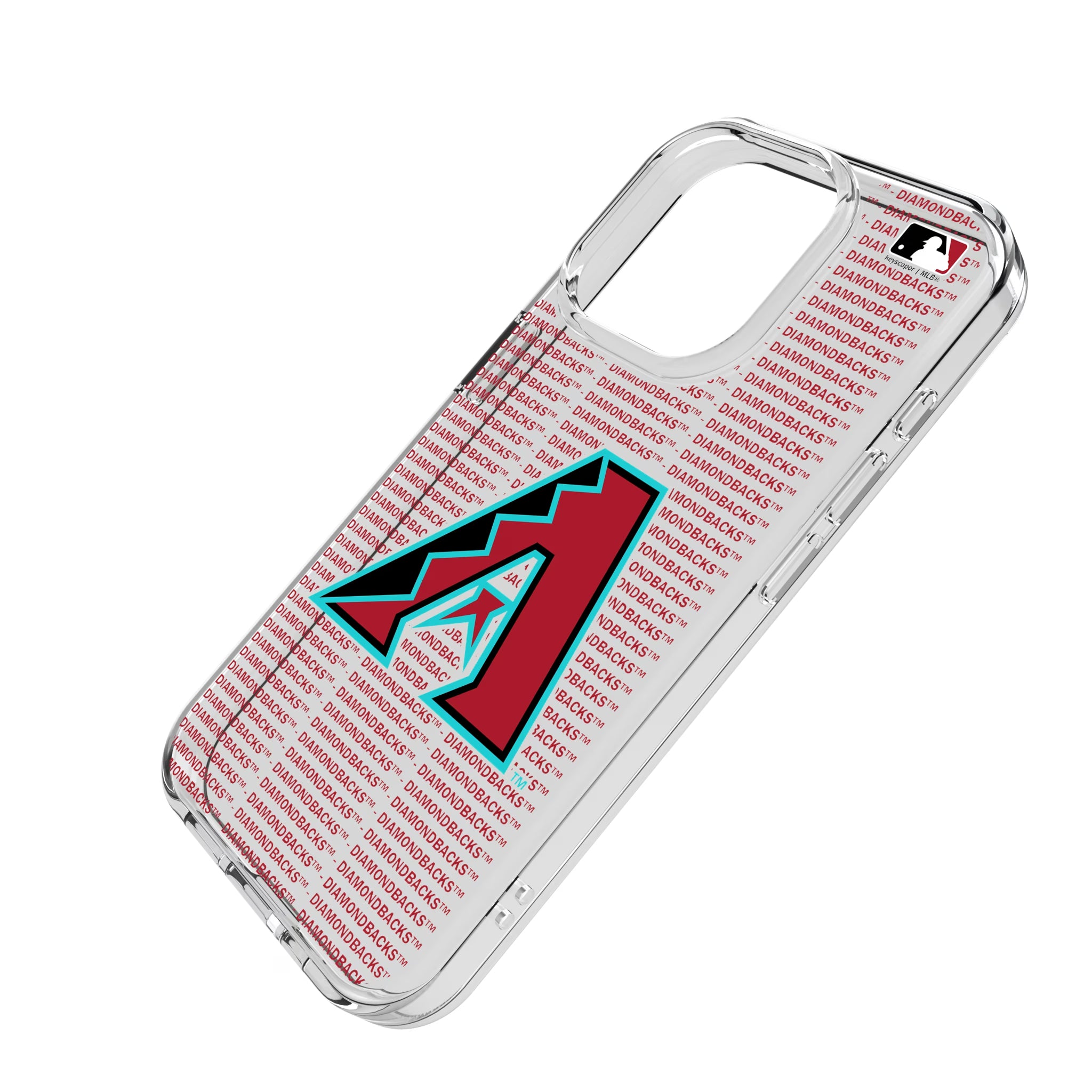 Arizona Diamondbacks Text Backdrop iPhone Clear Phone Case for Apple iPhone - Isometric View