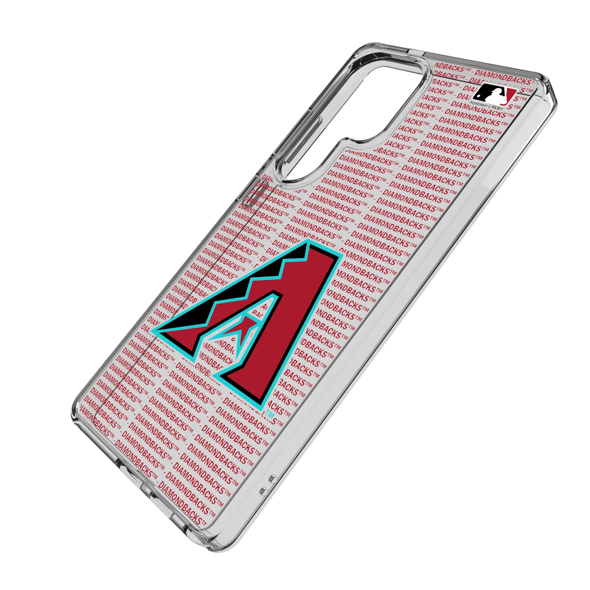 Arizona Diamondbacks Text Backdrop Galaxy Clear Phone Case for Samsung Galaxy - Isometric View