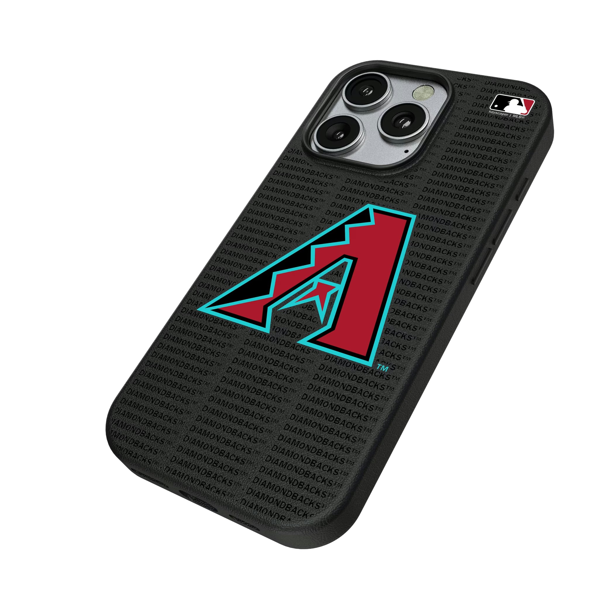 Arizona Diamondbacks Text Backdrop iPhone MagSafe Compatible Phone Case for Apple iPhone - Isometric View