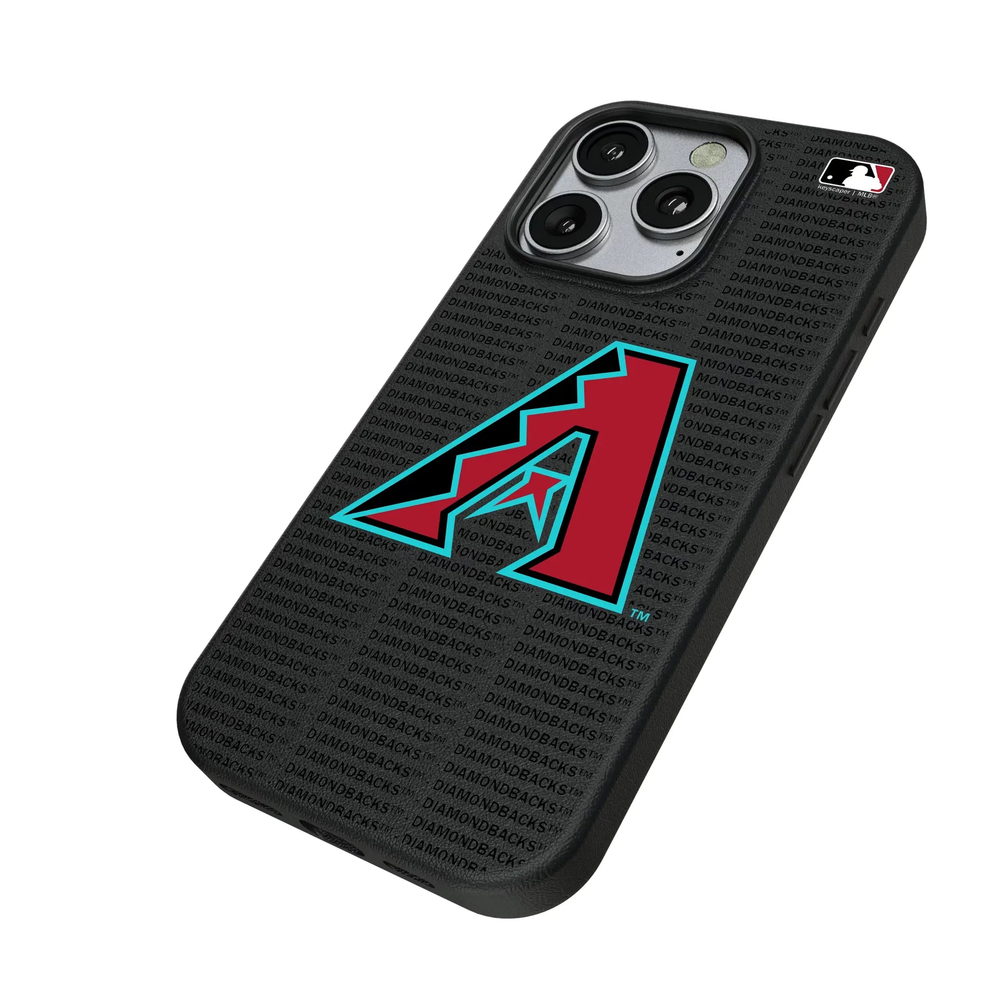Arizona Diamondbacks Text Backdrop iPhone MagSafe Compatible Phone Case for Apple iPhone - Isometric View