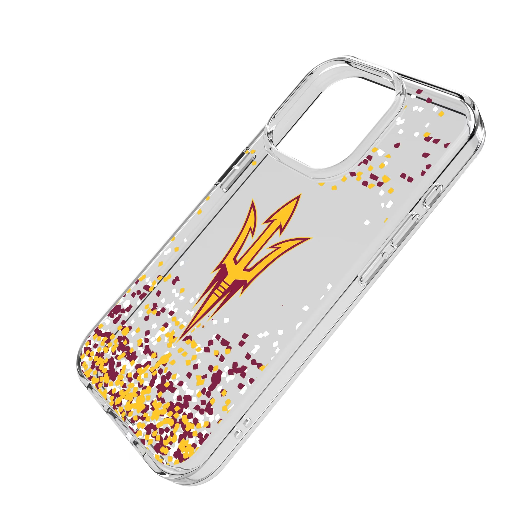 Arizona State University Sun Devils Confetti iPhone Clear Phone Case for Apple iPhone - Isometric View