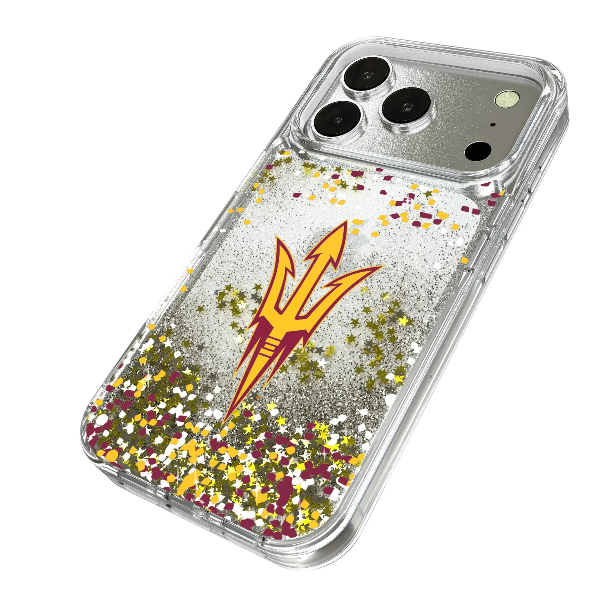 Arizona State University Sun Devils Confetti iPhone Glitter Phone Case for Apple iPhone - Isometric View