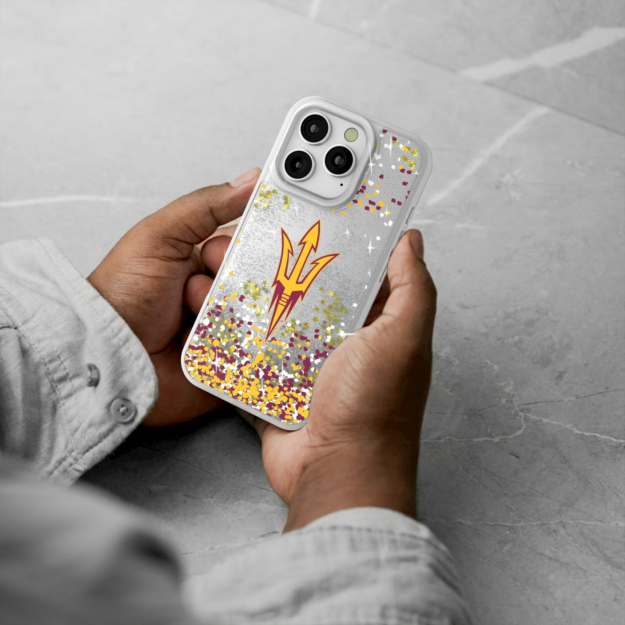Arizona State University Sun Devils Confetti iPhone Glitter Phone Case for Apple iPhone - Lifestyle#Device_iPhone 16 Pro