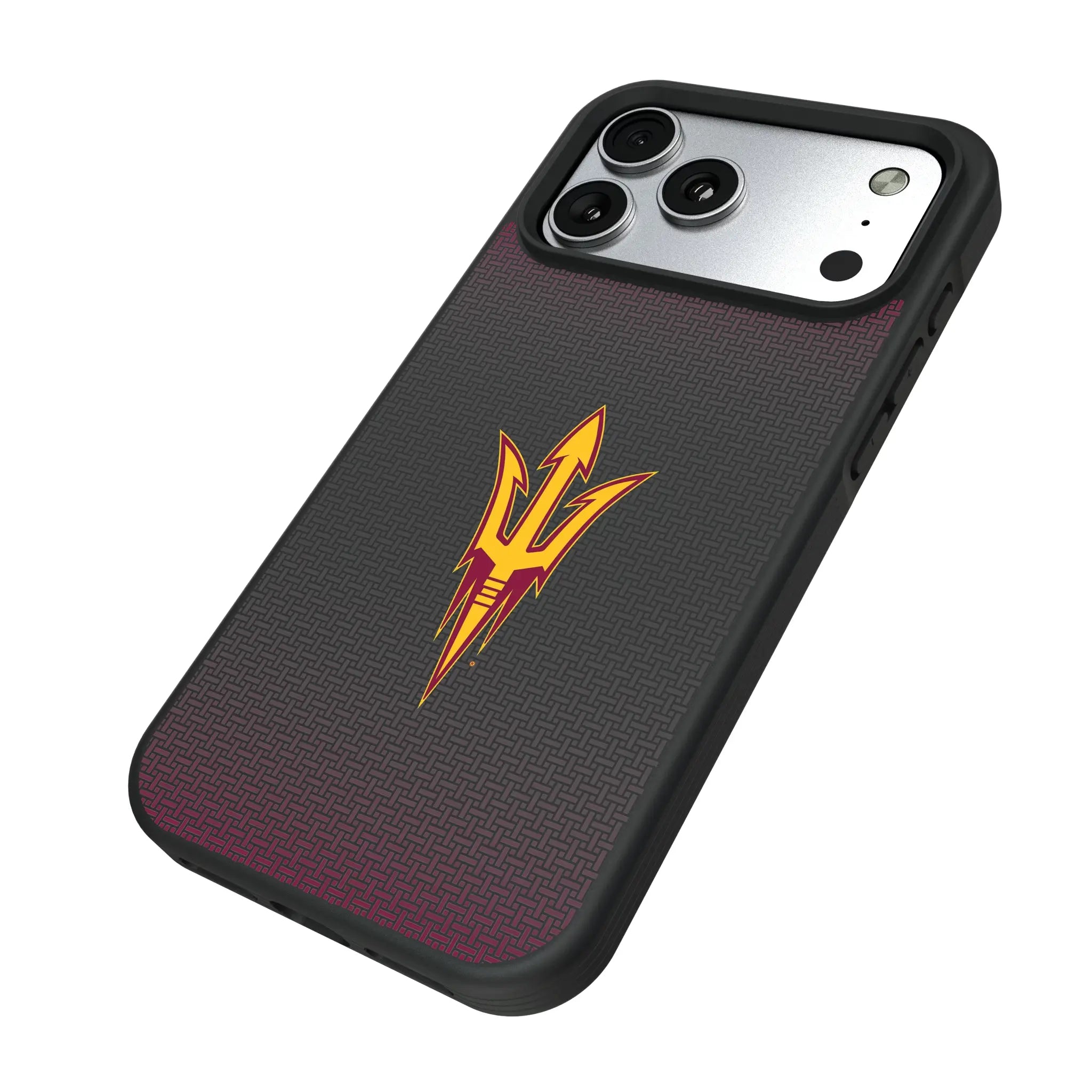 Arizona State University Sun Devils Linen iPhone Bump Phone Case for Apple iPhone - Isometric View#Device_iPhone 17 Pro Max