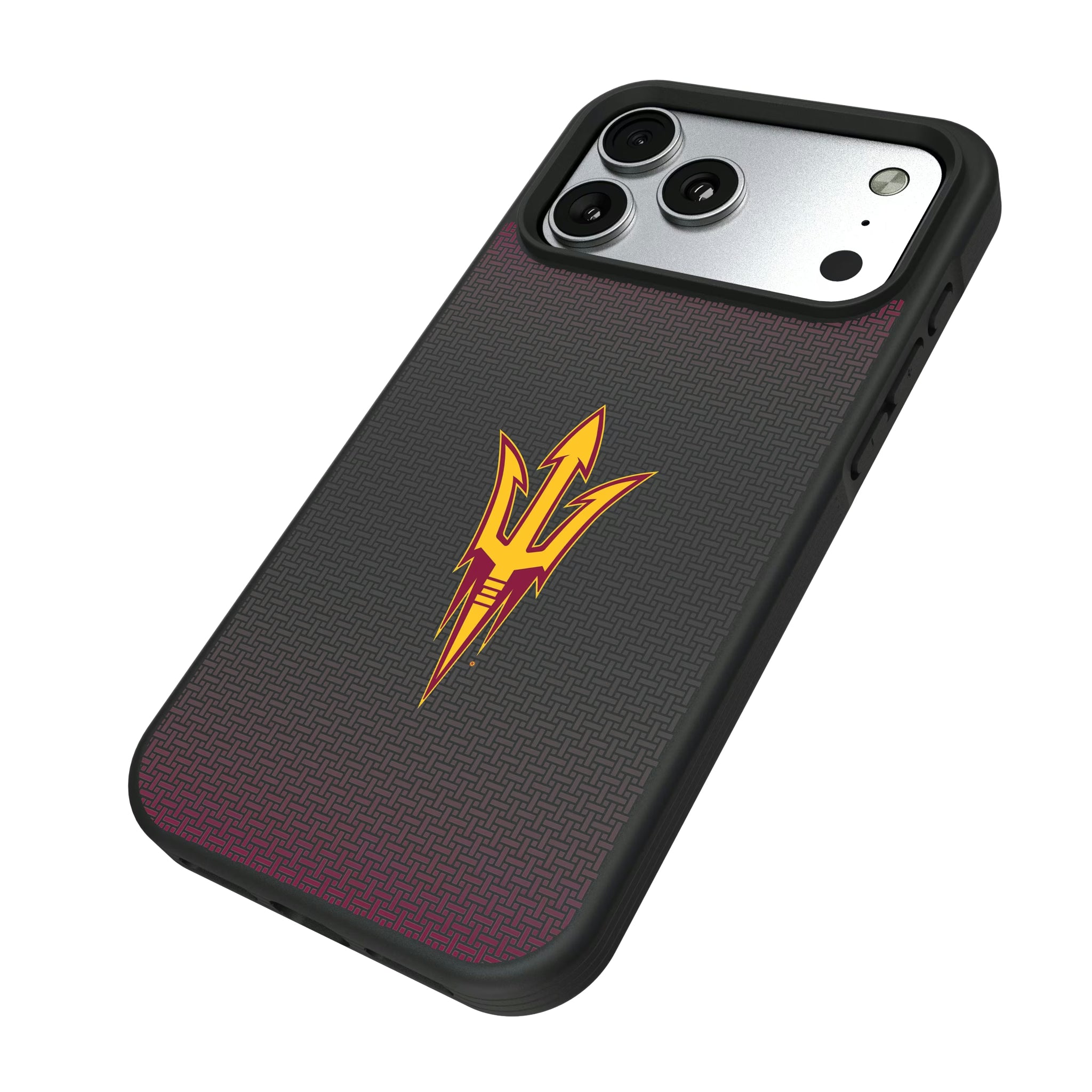 Arizona State University Sun Devils Linen iPhone Bump Phone Case for Apple iPhone - Isometric View#Device_iPhone 17 Pro Max
