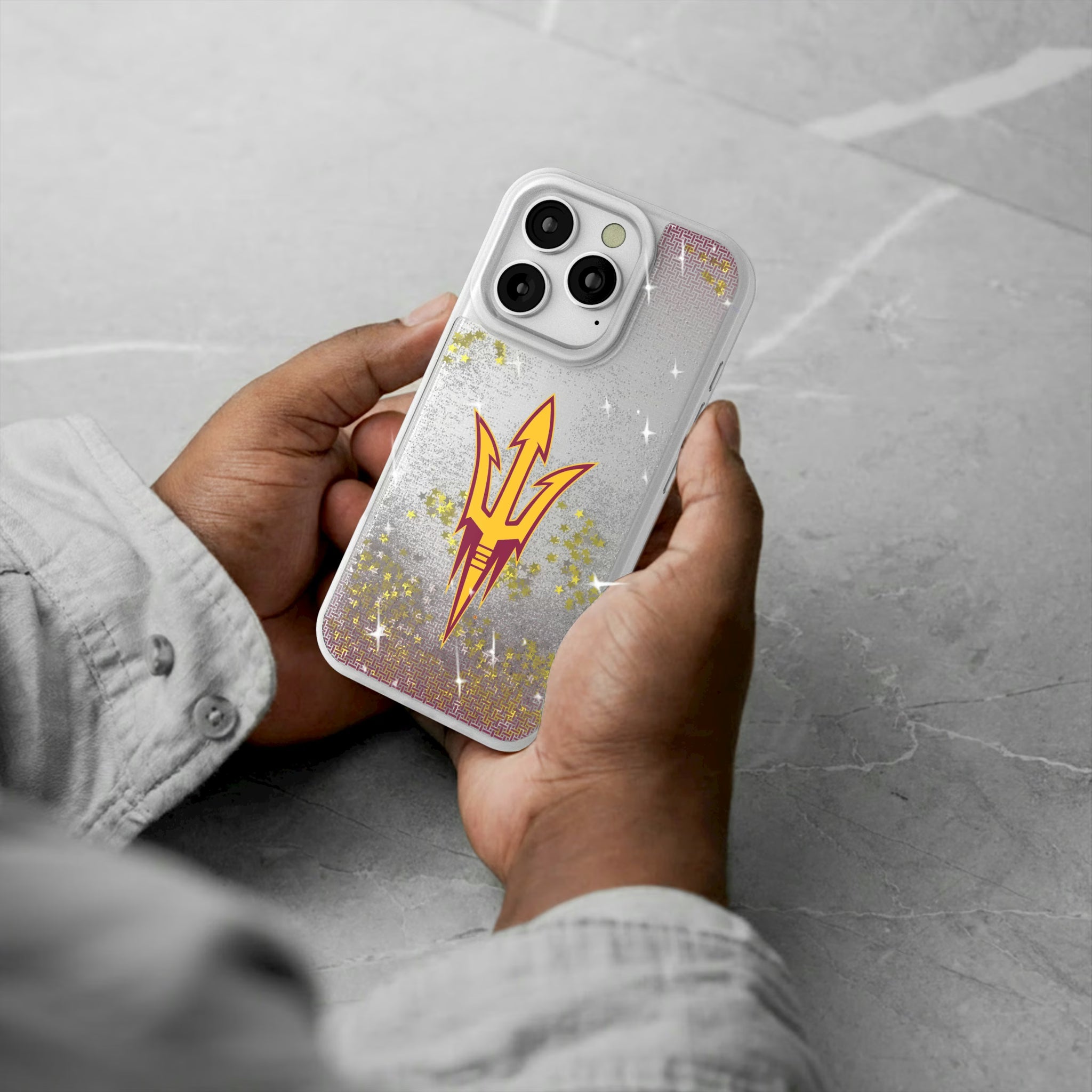 Arizona State University Sun Devils Linen iPhone Glitter Phone Case for Apple iPhone - Lifestyle#Device_iPhone 16 Pro