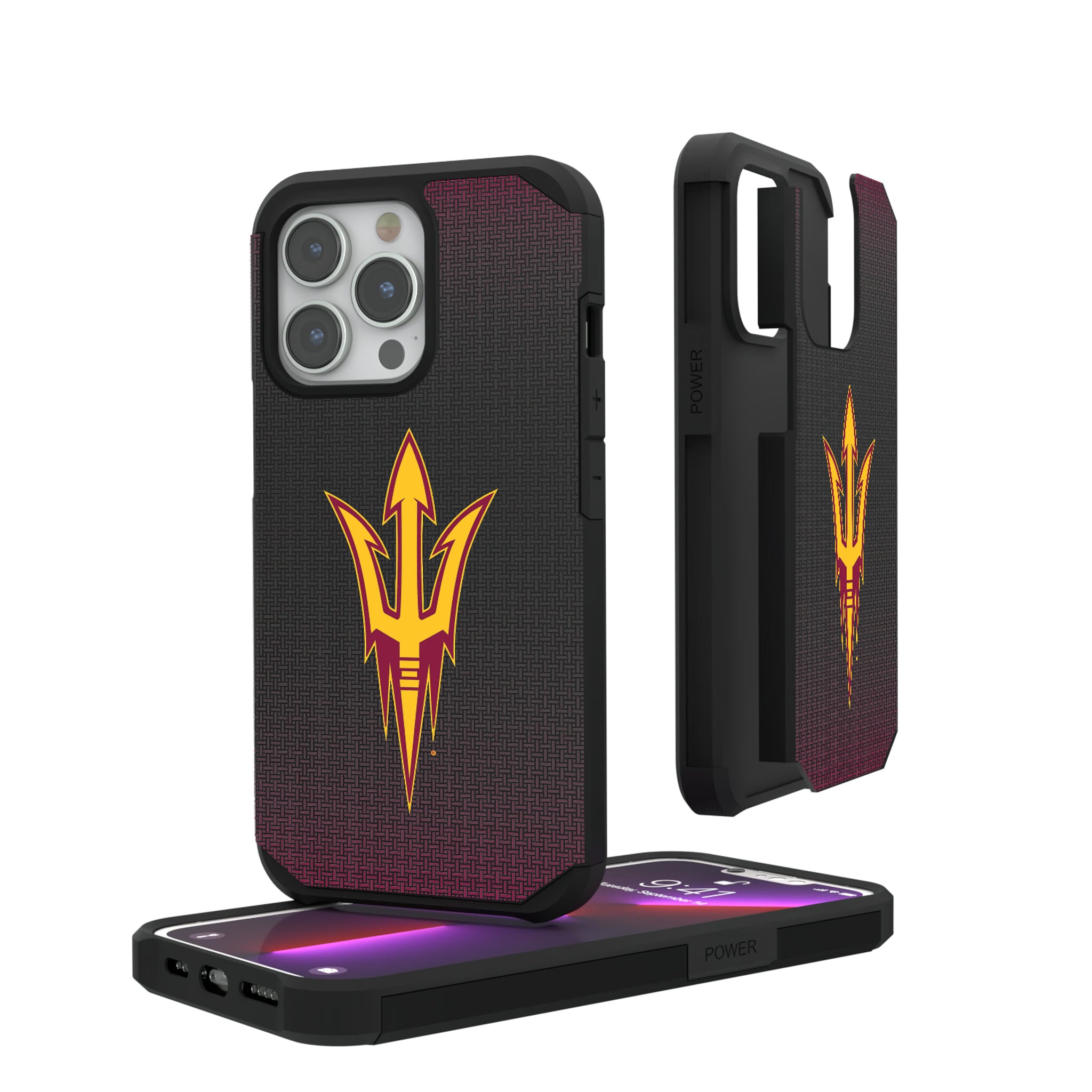 Arizona State University Sun Devils Linen iPhone Rugged Phone Case for Apple iPhone#Device_iPhone 13 Pro