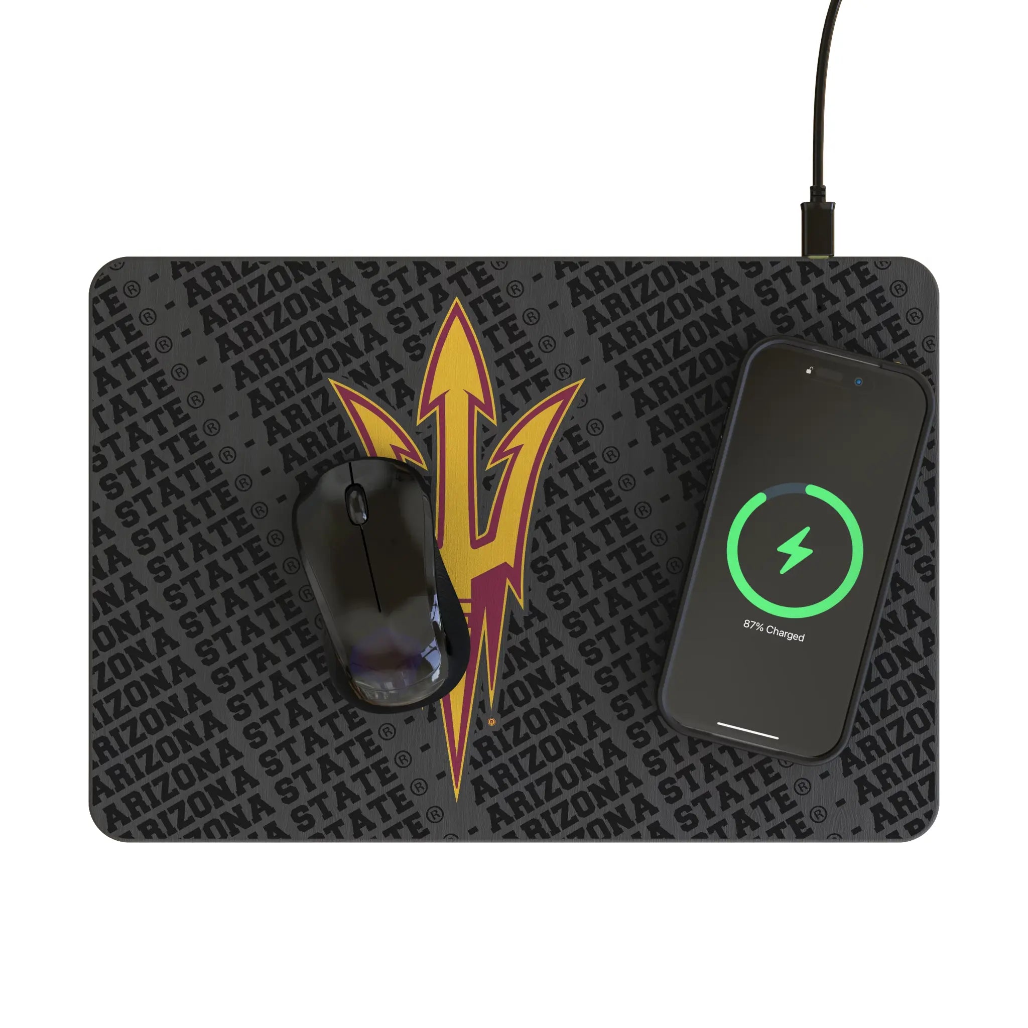 Arizona State University Sun Devils Monocolor Tilt 15-Watt Wireless Charger and Mouse Pad - Lifestyle