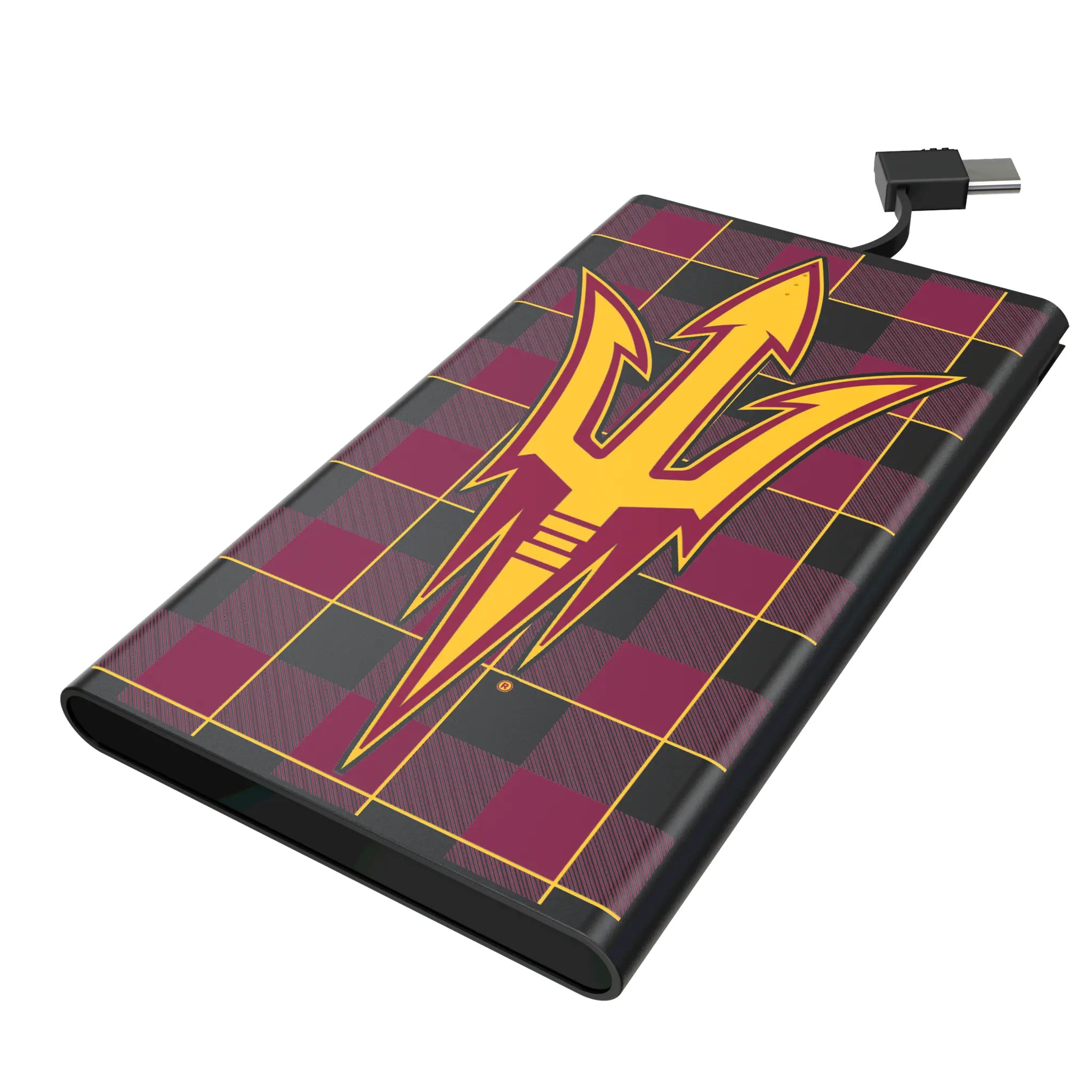 Arizona State University Sun Devils Plaid 5000mAh Flat Power Bank