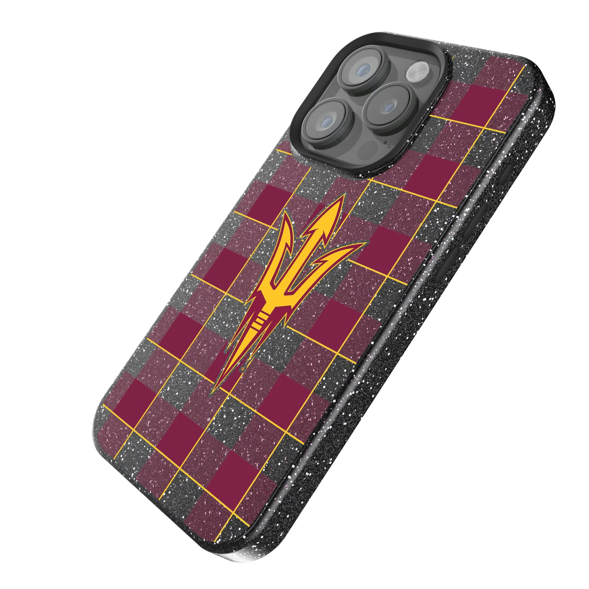 Arizona State University Sun Devils Plaid iPhone Bling Phone Case for Apple iPhone - Isometric View